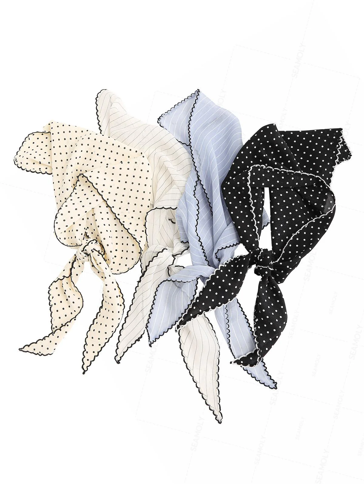 Striped/Polka Dot Print Bandana Triangle Kerchief Headband Hair Scarf - Image 6