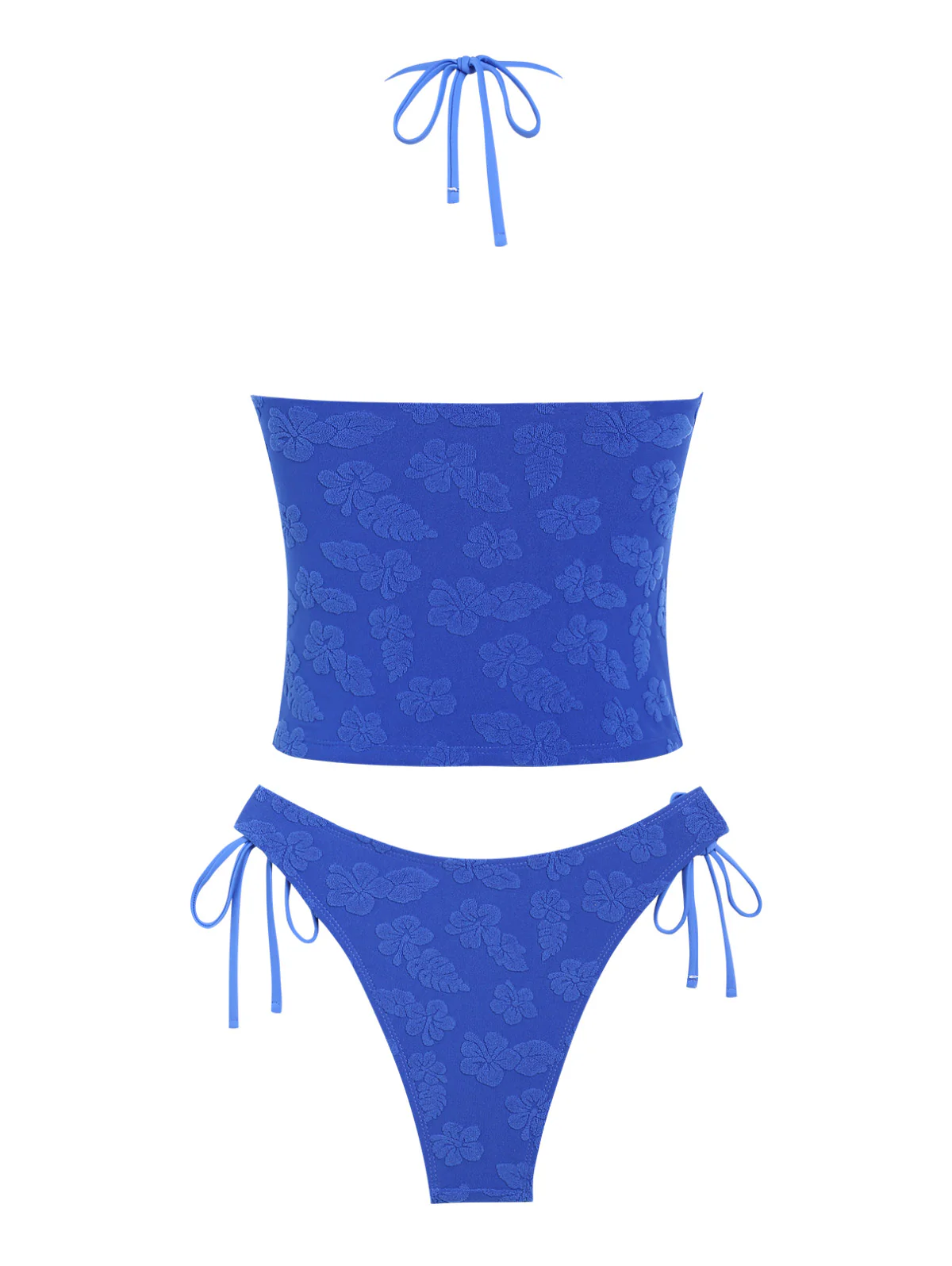 Seamolly Tankini-Set aus Frottee-Jacquard mit floralem Neckholder und seitlicher Schnürung - Image 4