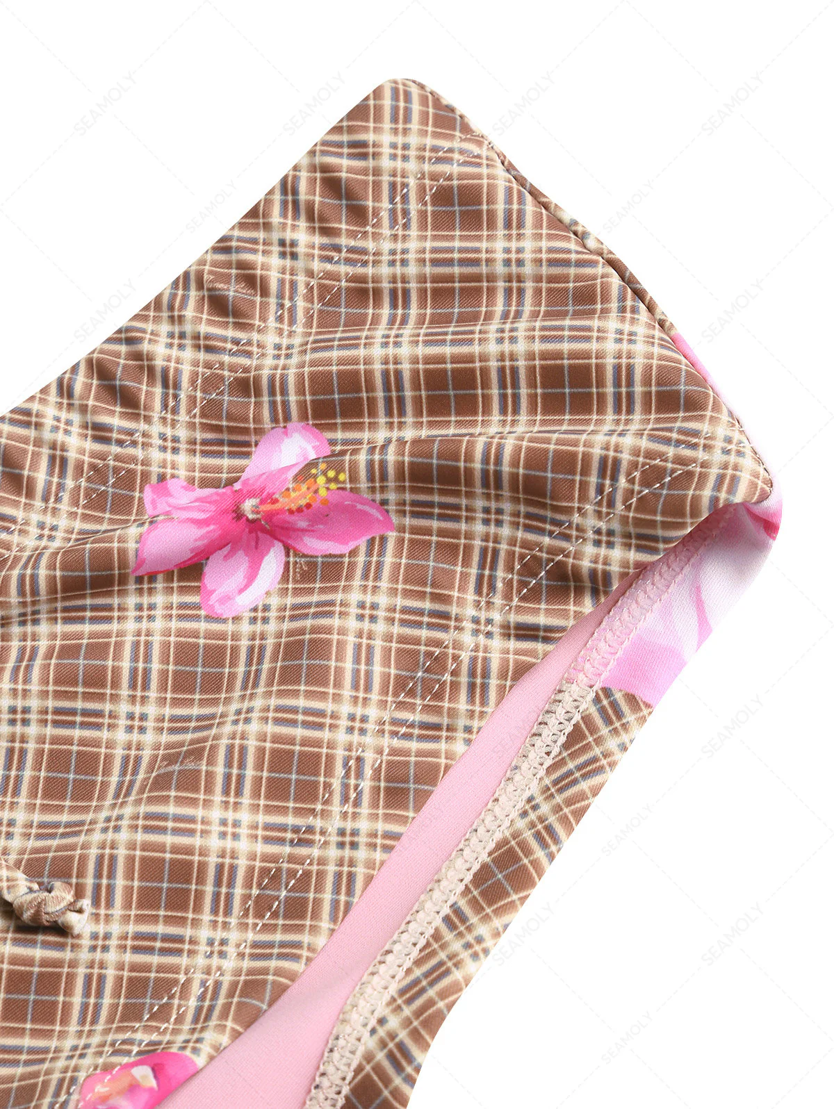 Bikinihose mit Kaffeekaromuster, Blumenmuster und niedrigem Bund, freche Badeshorts im Hawaii-Stil - Image 10
