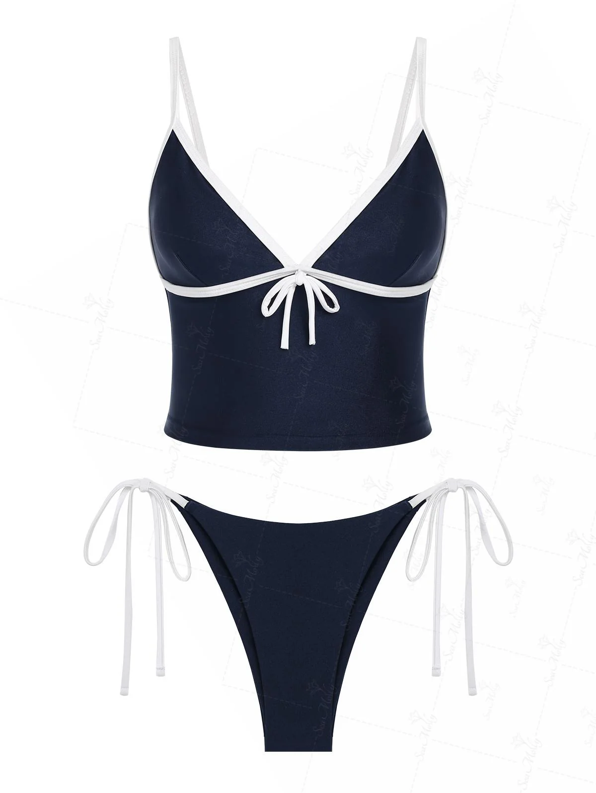 Seamolly Tankini-Set mit Schleifendekor in Kontrastfarbe und seitlicher Schnürung