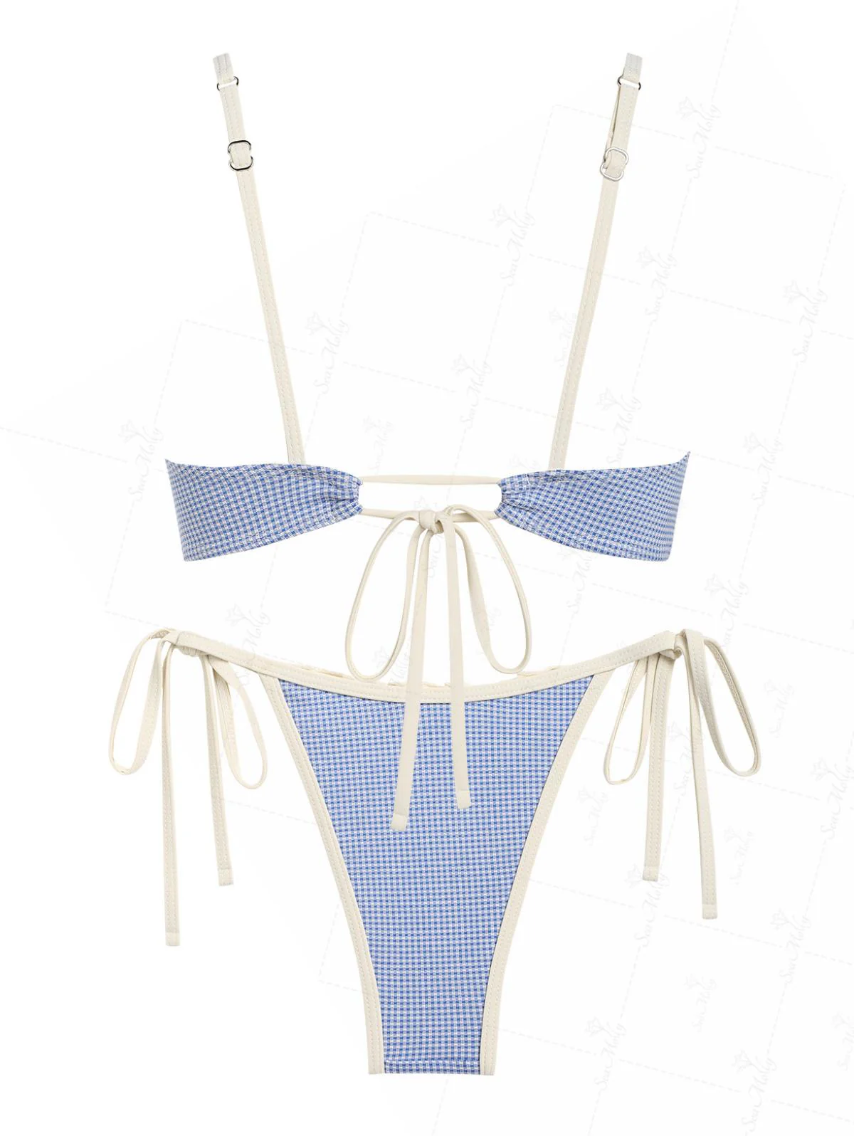 Seamolly Bikini-Set im Vintage-Stil mit Gingham-Muster, Rüschenbesatz, Schleifendekor und seitlicher Schnürung - Image 9