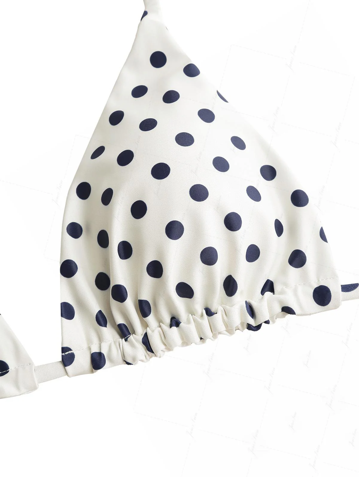 Crystal Cream Vintage Polka Dot Reversible Halter Triangle Bikini Set - Image 11