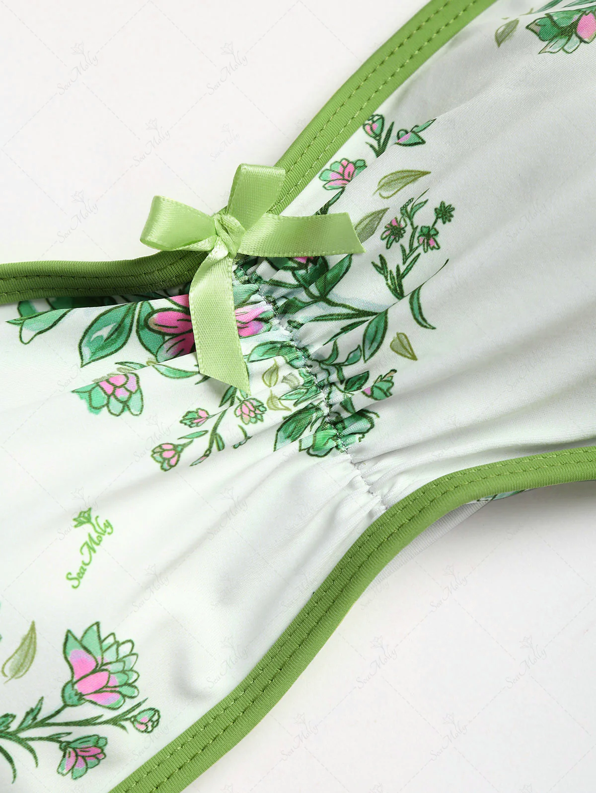 Seamolly Bandeau-Bikiniset mit Blumenmuster, Schleifendekor, Rüschen und Schnürung - Image 6