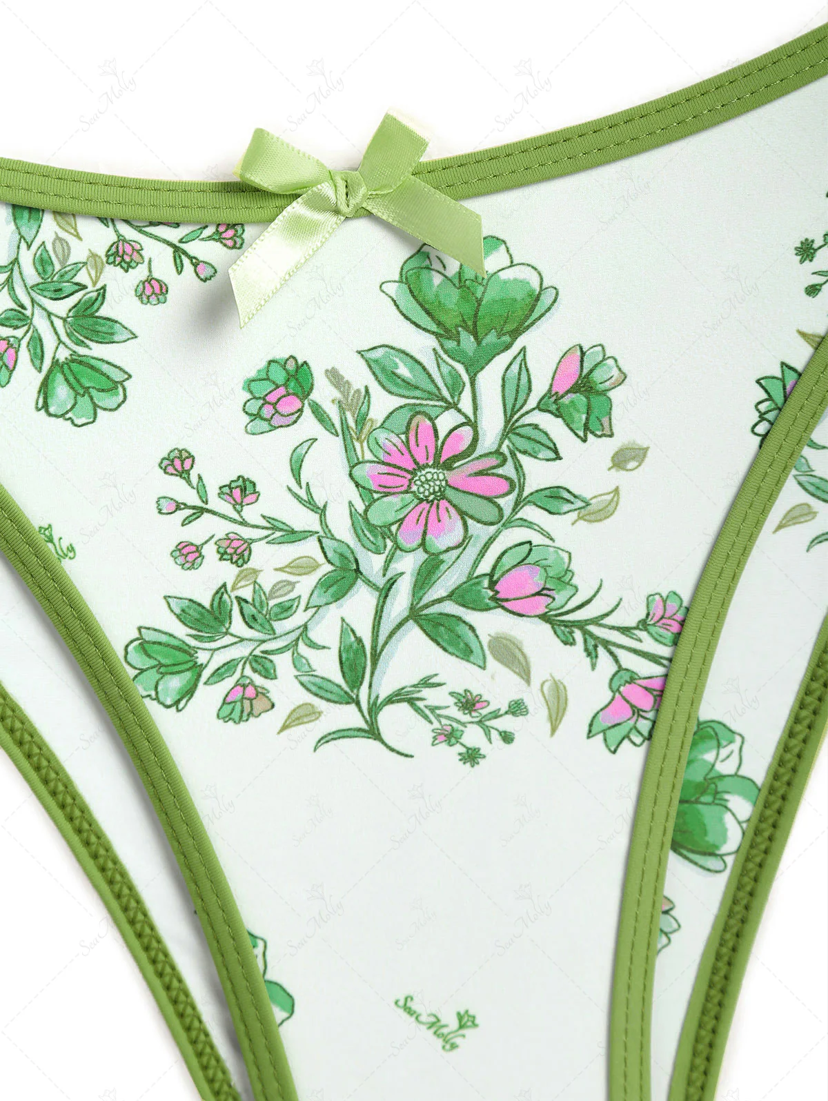 Seamolly Bandeau-Bikiniset mit Blumenmuster, Schleifendekor, Rüschen und Schnürung - Image 7