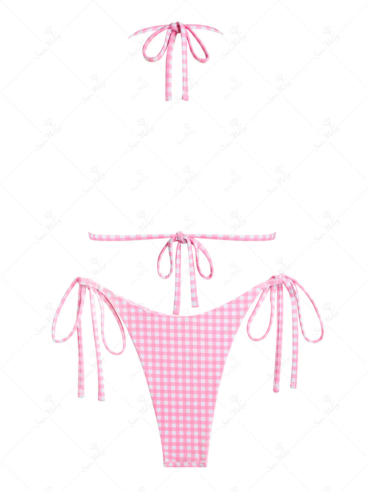 Seamolly – Rosa Bikini-Set mit Neckholder, Triangel und Schleife und seitlichem Bindeband - Image 4