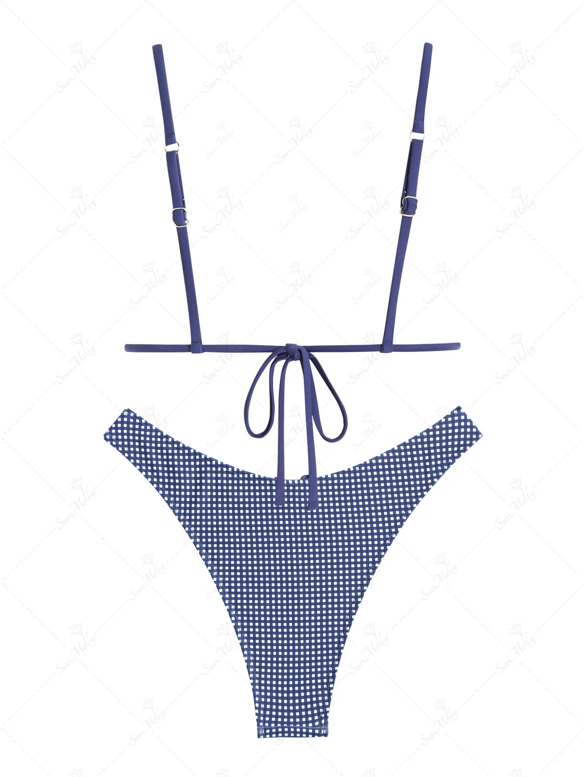Seamolly Triangel-Bikini-Set mit Vintage-Gingham-Muster und Schleifendekor - Image 4
