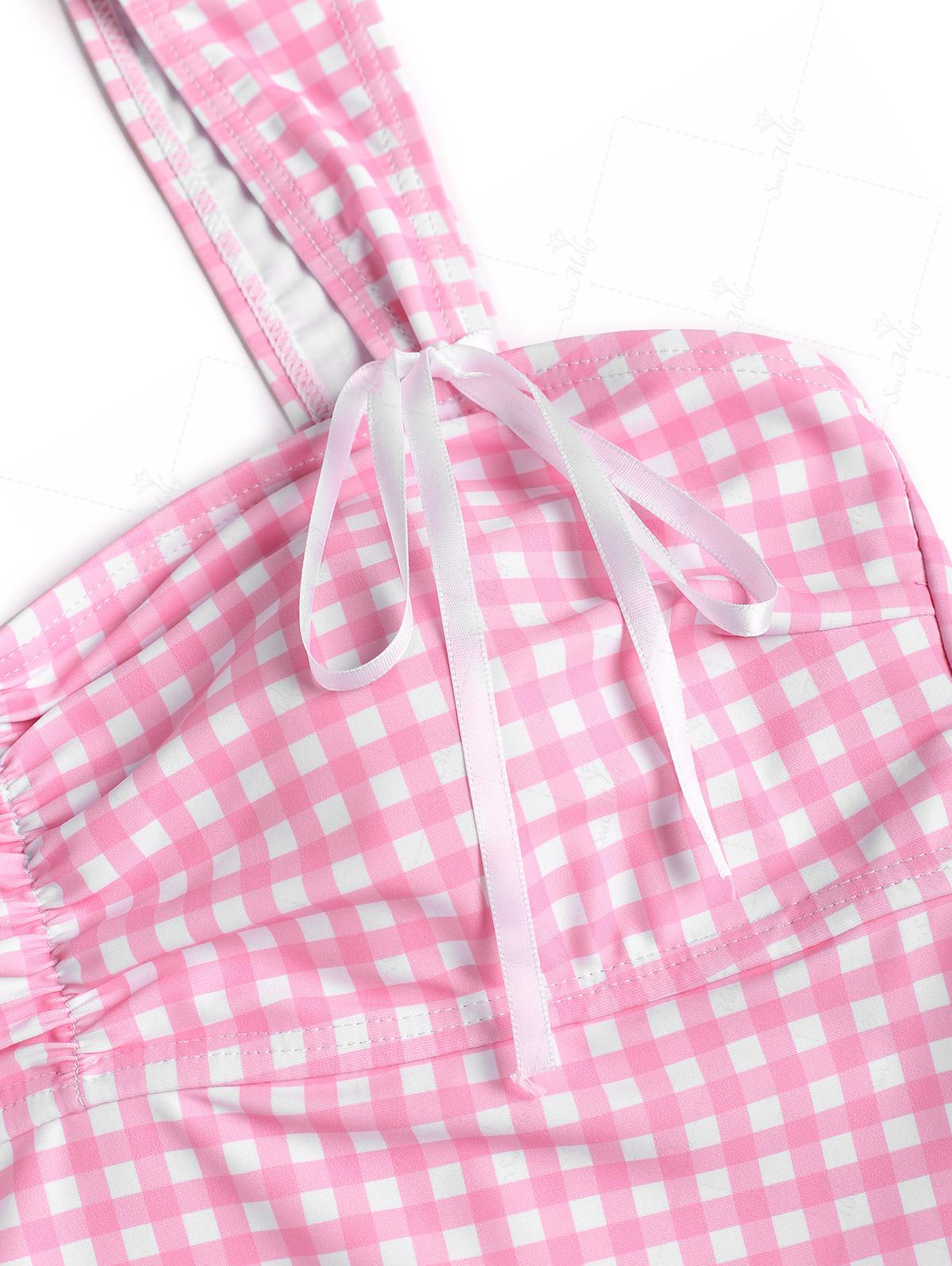Seamolly Tankini-Set mit gerafftem Gingham-Schleifendekor und fester Rückseite - Image 5