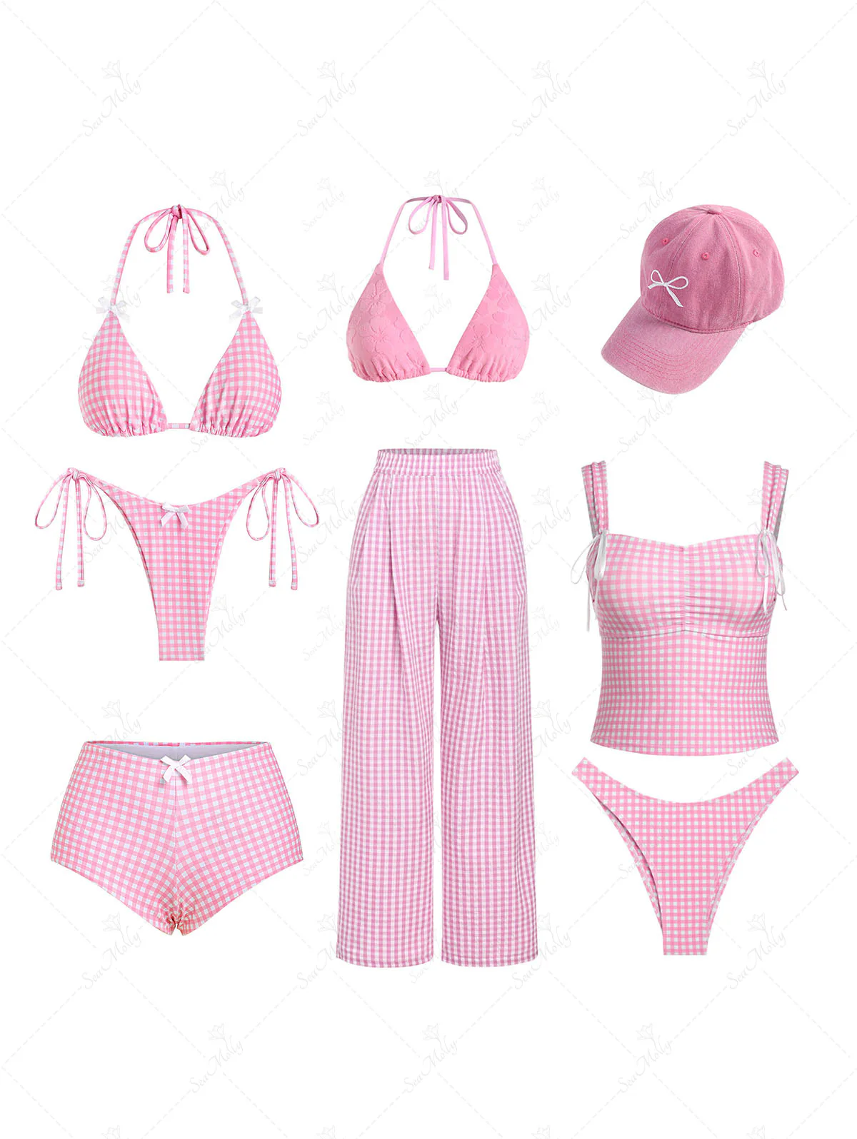 Seamolly – Rosa Bikini-Set mit Neckholder, Triangel und Schleife und seitlichem Bindeband - Image 7