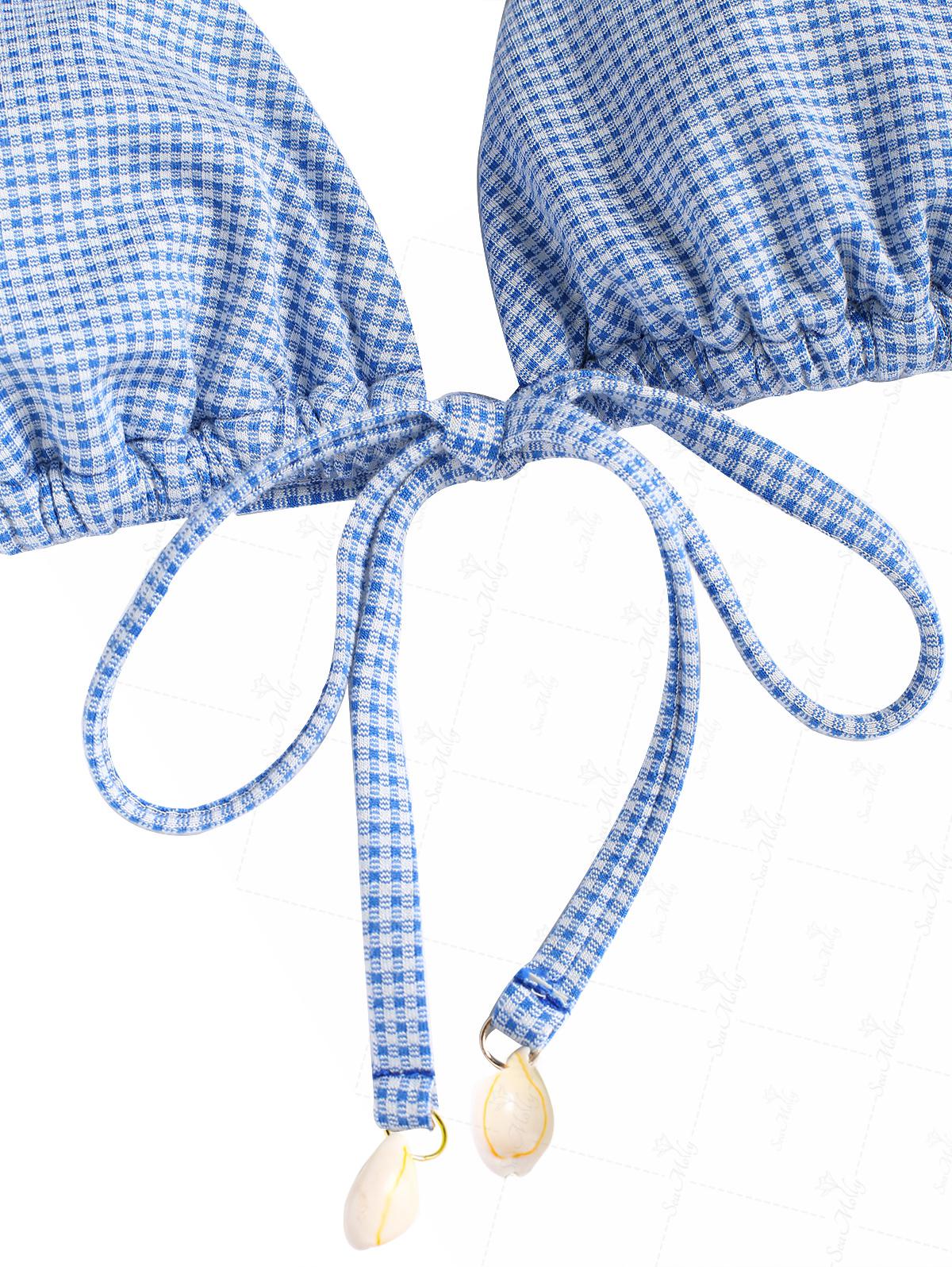 Seamolly Vintage Gingham Muscheldekor Triangel-Bikini-Set mit Triangel-Oberteil und frechem brasilianischem Höschen - Image 15