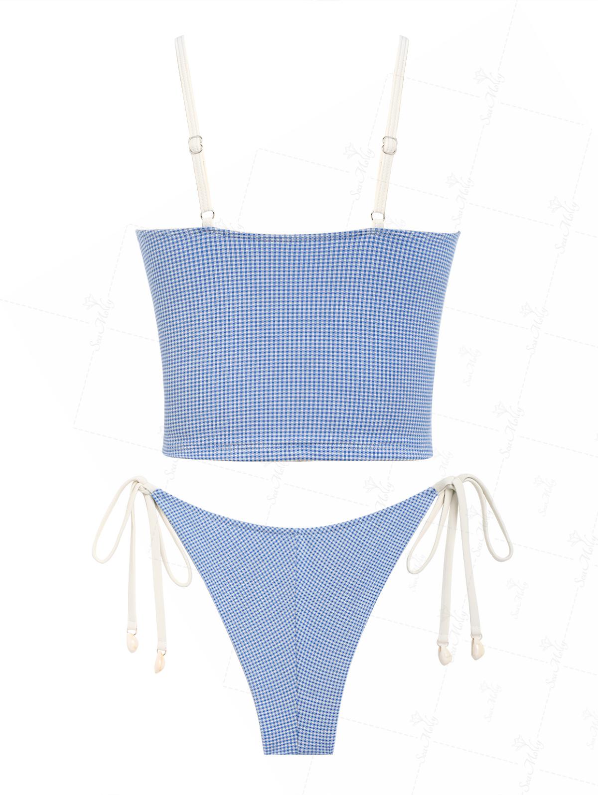Seamolly Vintage Tankini-Set mit kariertem Oberteil und frechem Brazilian-Schnitt - Image 7