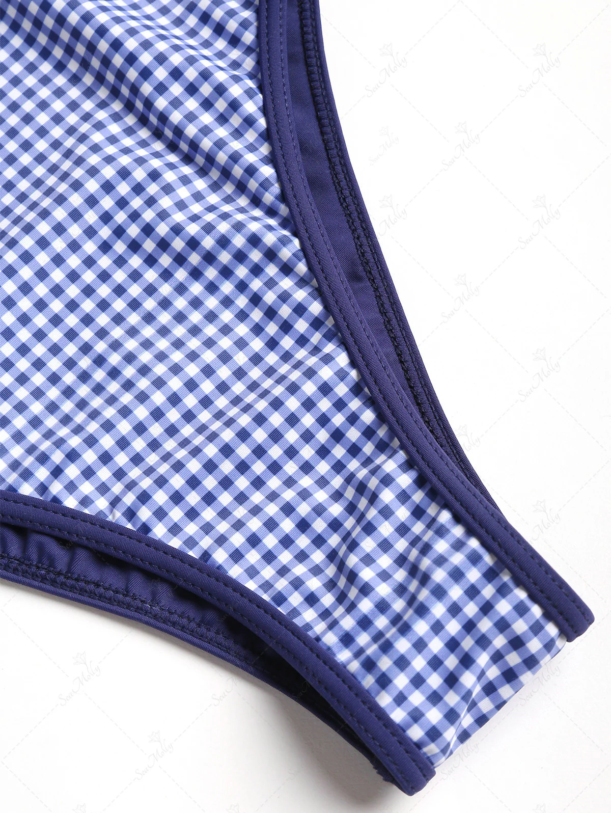 Seamolly 1950er Pin-Up Retro Vintage Badeanzug mit Karomuster, tiefem V-Ausschnitt am Rücken und hohem Beinausschnitt - Image 8