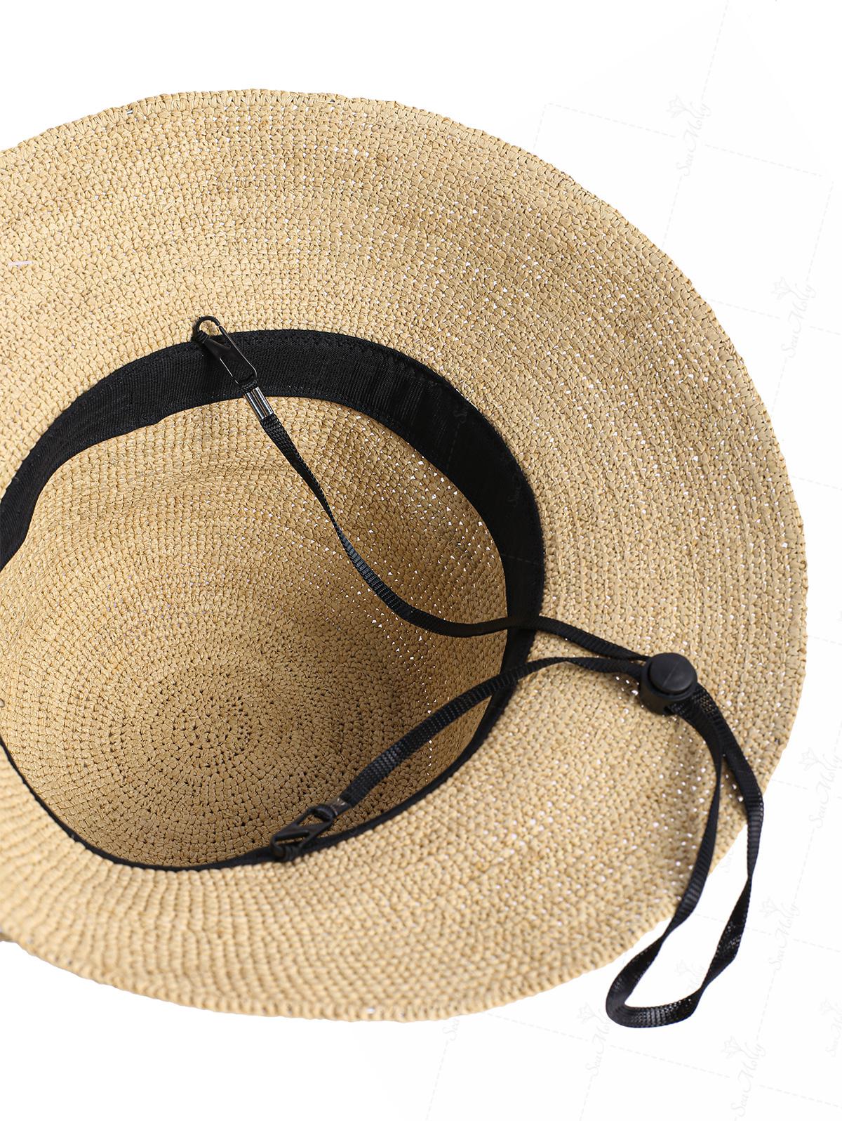 Vintage Handgehäkelter faltbarer Raffia Stroh-Eimerhut - Image 7