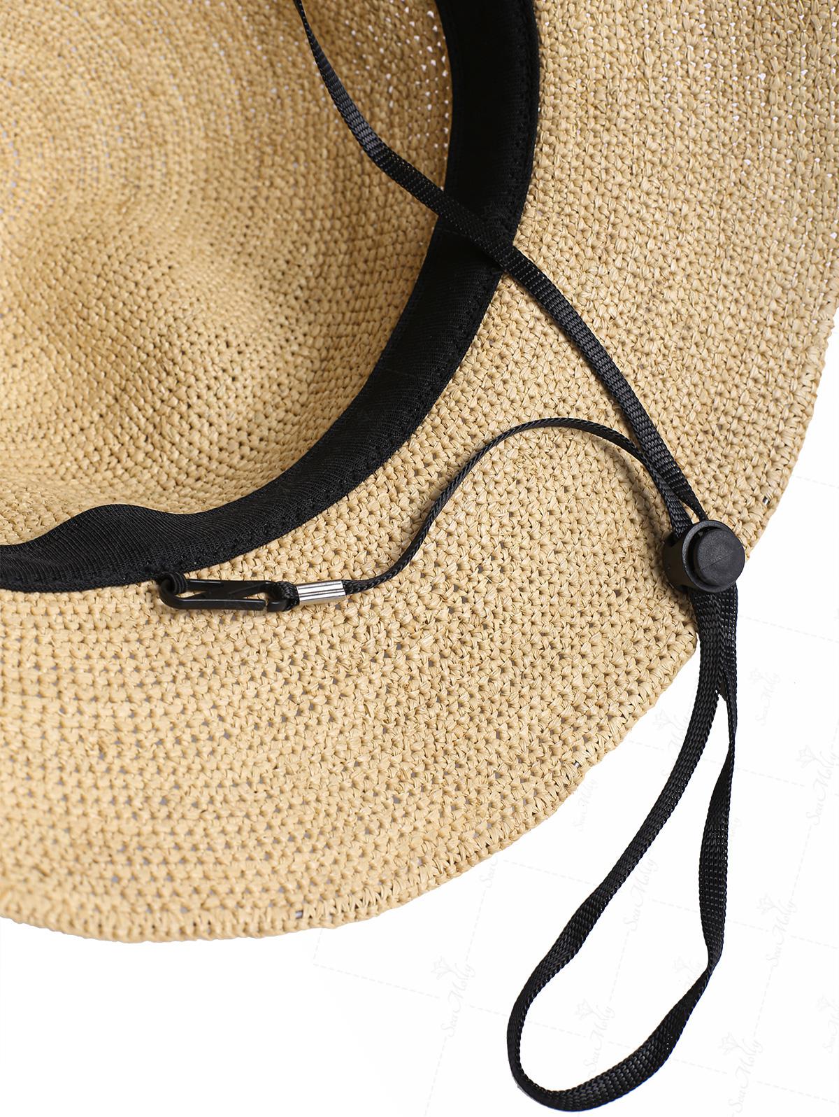 Vintage Handgehäkelter faltbarer Raffia Stroh-Eimerhut - Image 8