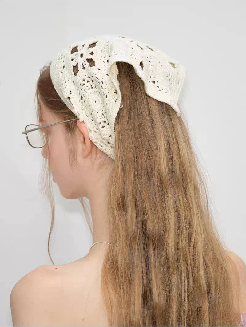 Vintage Handgemachtes Häkel-Strick-Bandana-Dreieckstuch-Stirnband-Haar-Schal - Image 3