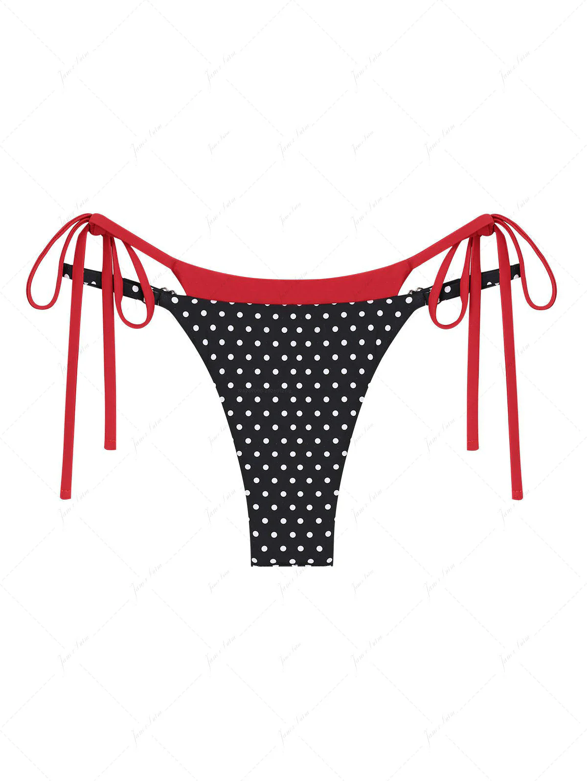 Schwarzer Bikini-Slip mit kontrastfarbenem Polka-Dot-Print und doppelter Lage - Image 2