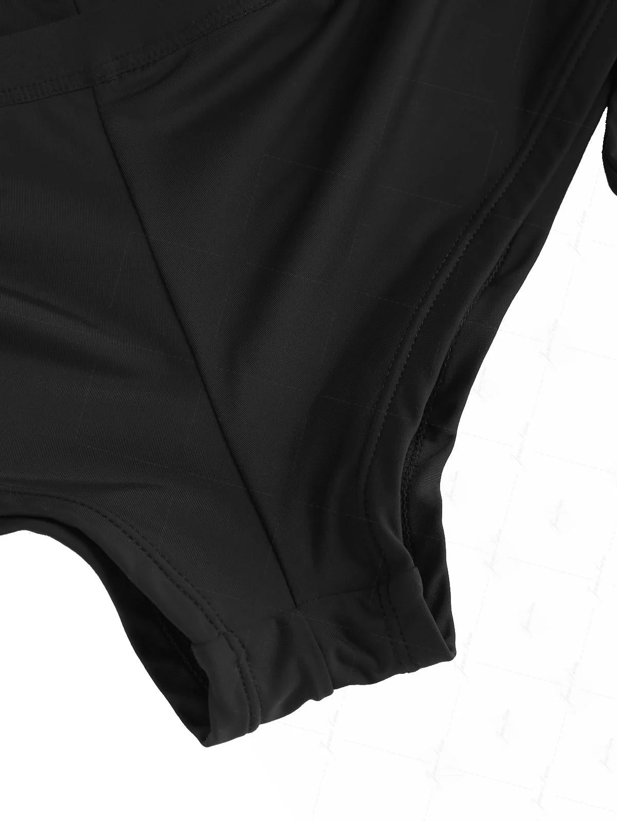 Schwarze, einfarbige Bikinihose mit seitlichem Raffverschluss, freche Badeshorts - Image 4