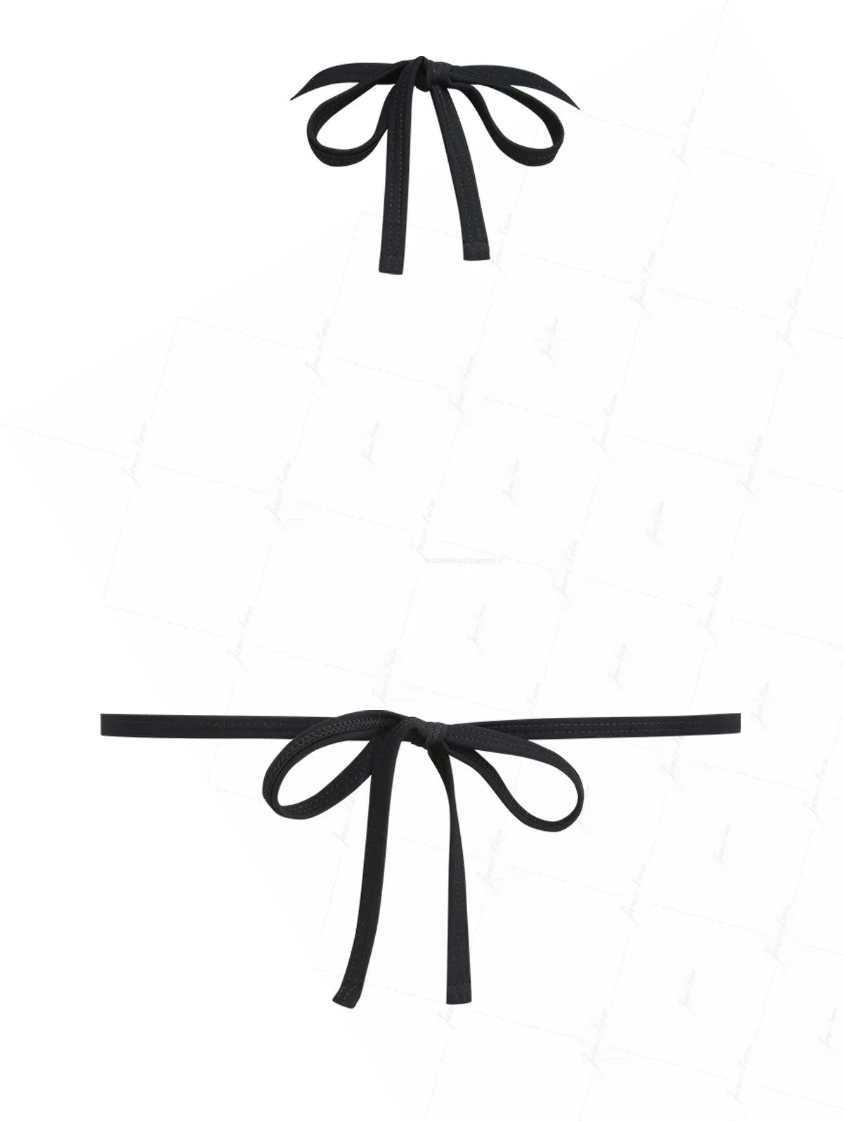 Schwarzes Bikini-Oberteil aus Jacquard-Stoff mit Pin-Dot-Jacquard-Muster, Neckholder und Triangel-Push-up-Effekt - Image 6