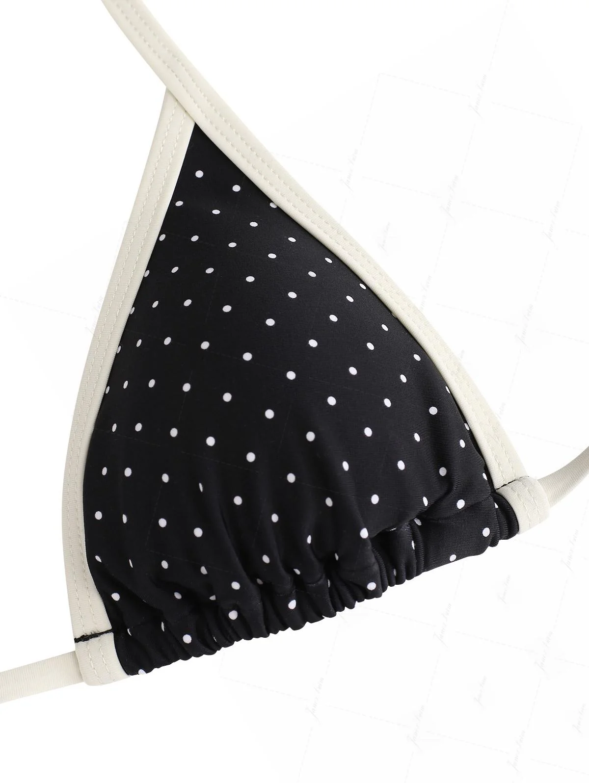 Schwarzes Triangel-Bikini-Oberteil mit kontrastierender Einfassung und Polka-Dots - Image 9