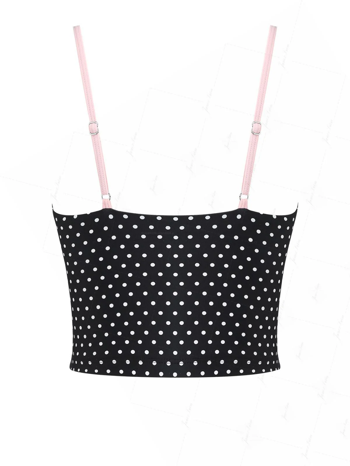 Vintage Tankini-Top aus schwarzem Polka-Dot-Spitzenstoff mit Schleife - Image 10