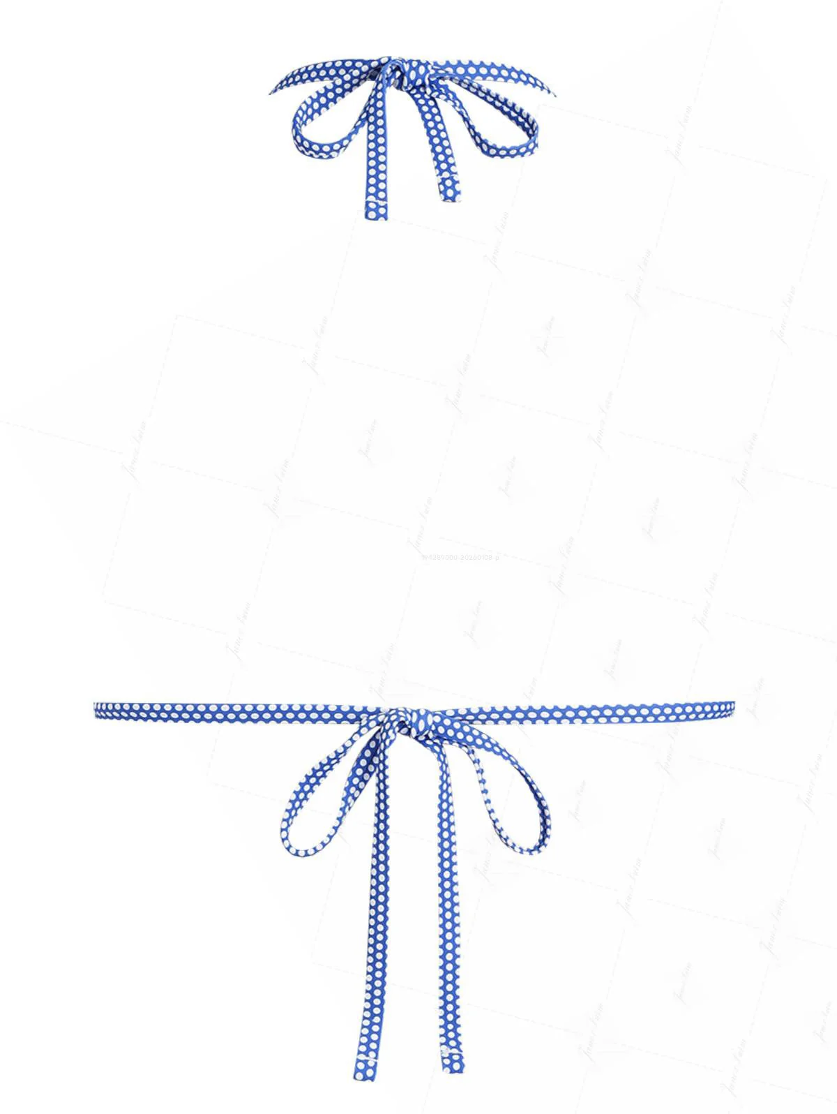 Blaues Bikini-Oberteil mit Polka-Dot-Muster, Raffungen, Neckholder und Triangel-Schnitt - Image 2