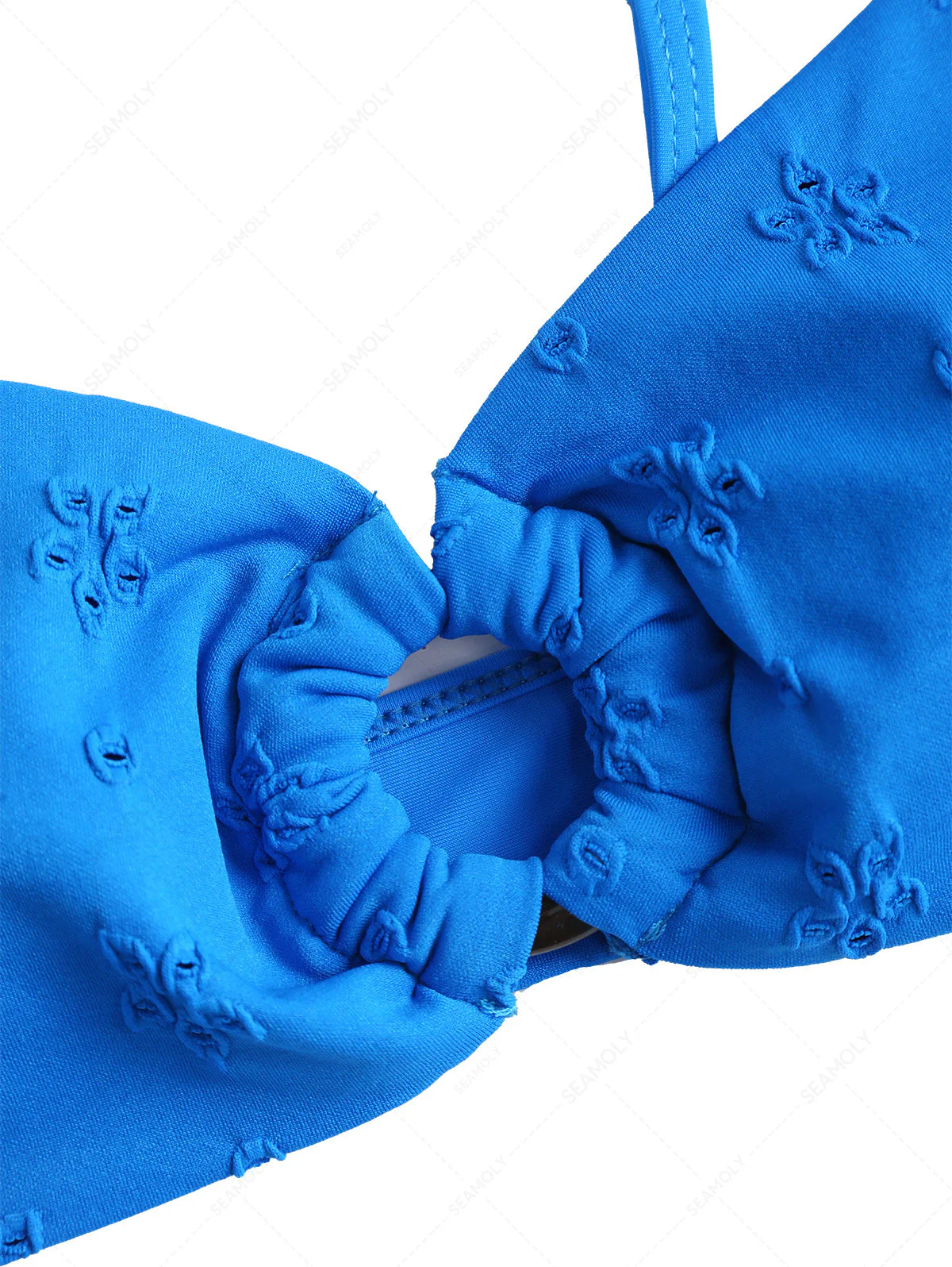 Blaues Jacquard-Bikinioberteil mit O-Ring aus recyceltem Stoff - Image 9