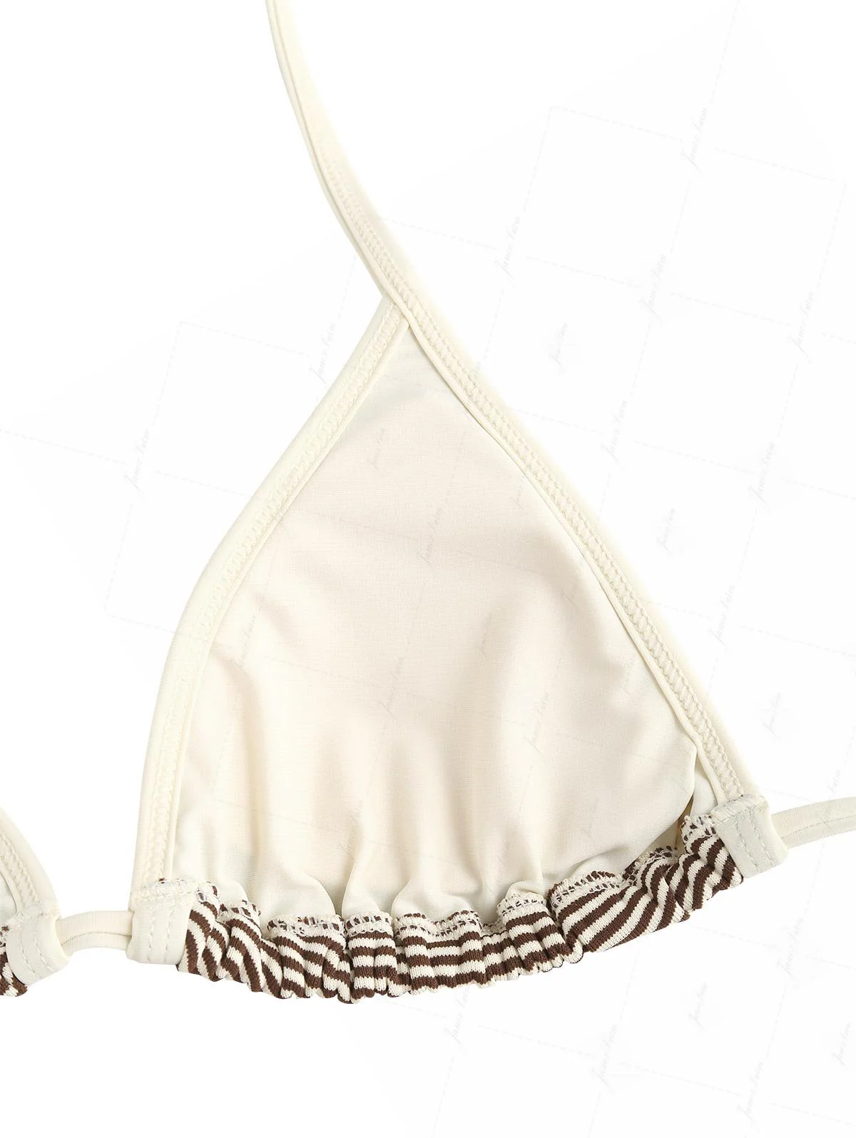 Brown Ribbed Knit Striped Contrast Binding Cheeky Boyshorts Bikini Set - Image 9