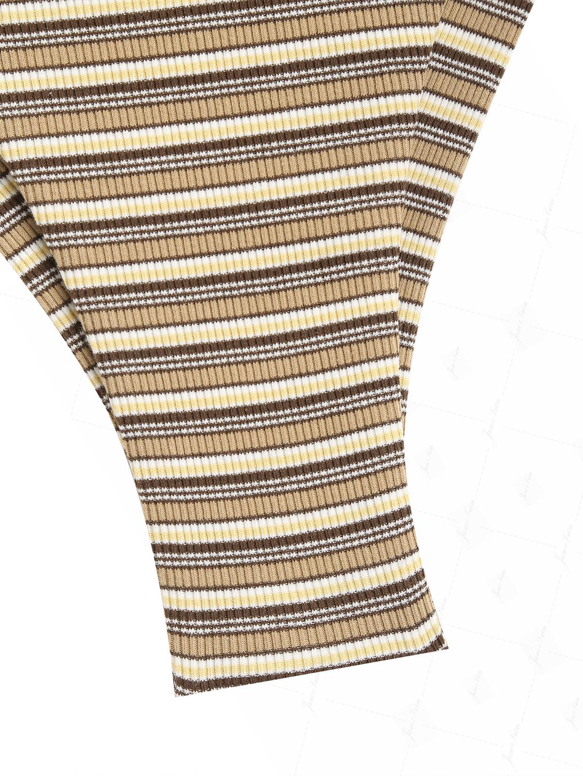 Brown Ribbed Knit Striped String Cheeky Brazilian Bikini Bottom - Image 3