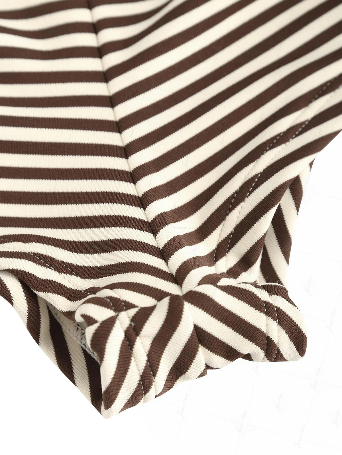 Brown Striped Cutout Tie Side Bikini Bottom Cheeky Swim Boyshorts - Image 4