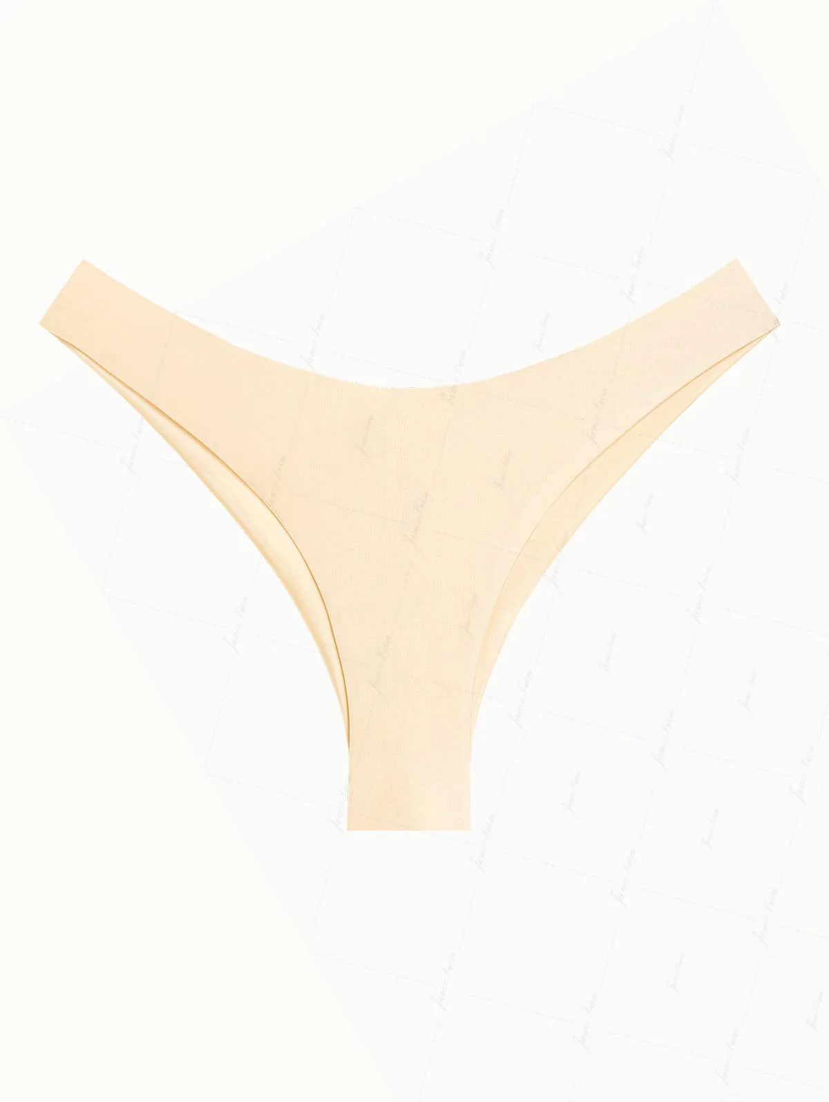 Champagnerfarbenes, einfarbiges Bikinihöschen aus Satin mit hohem Beinausschnitt und frechem Schnitt im brasilianischen Stil.
