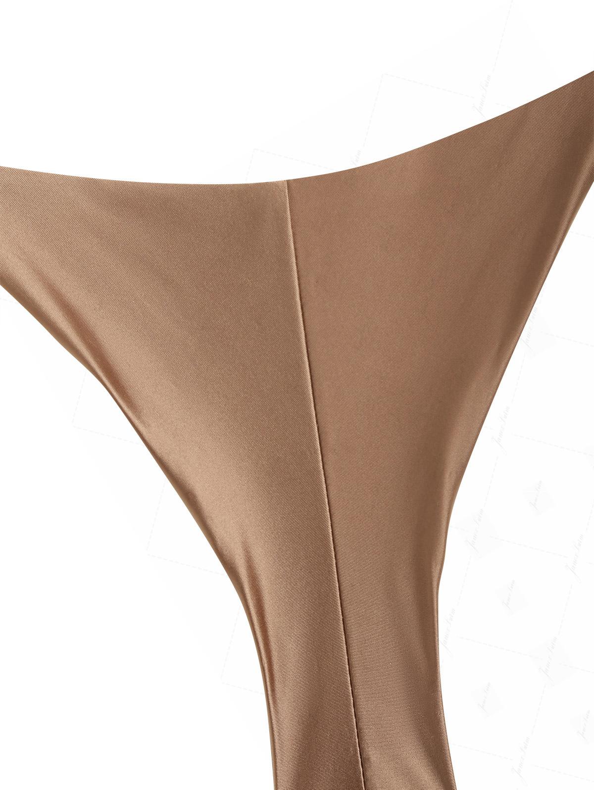 Bikinihose aus kaffeefarbenem Satin mit kontrastfarbenem String-Schnitt, frechem brasilianischem Design - Image 3
