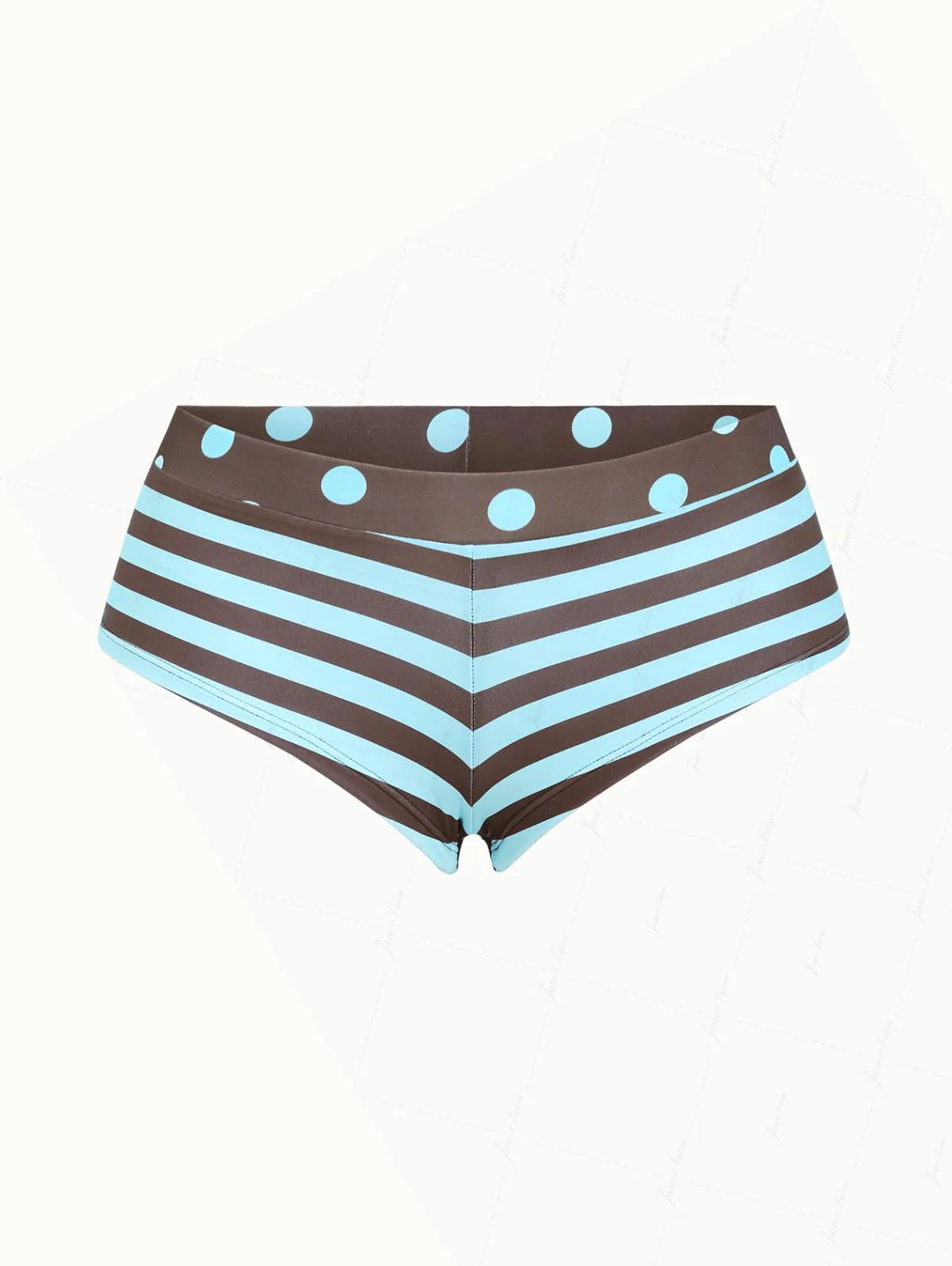 Bikinihose mit Kaffeestreifen und Polka-Dot-Muster, freche Badeshorts
