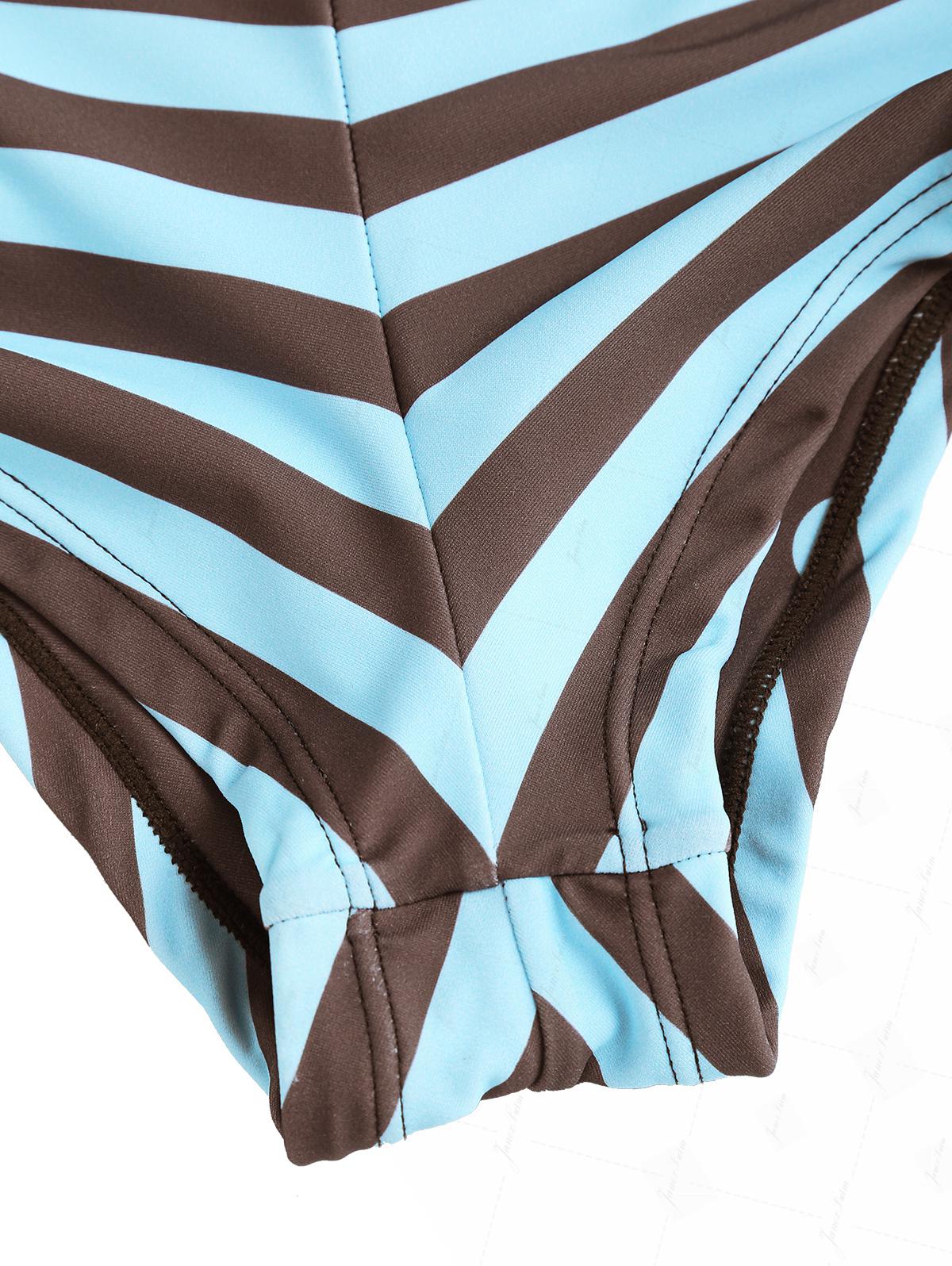Bikinihose mit Kaffeestreifen und Polka-Dot-Muster, freche Badeshorts - Image 3