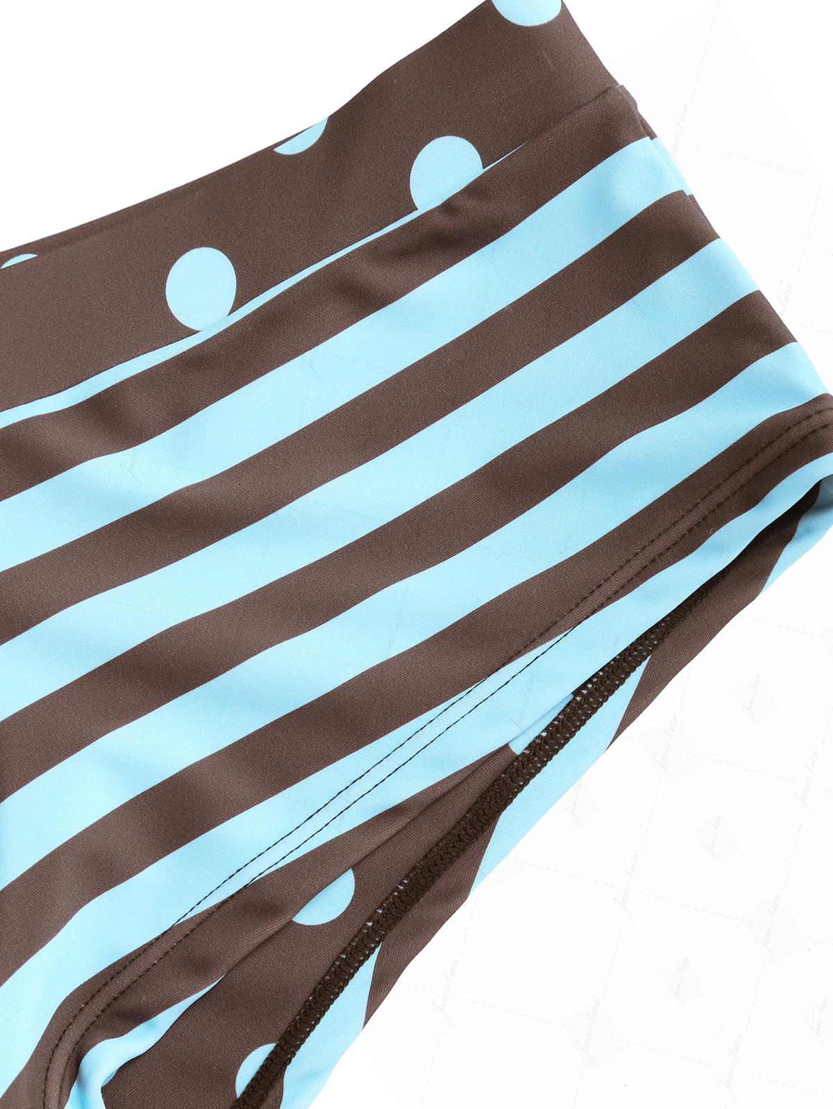 Bikinihose mit Kaffeestreifen und Polka-Dot-Muster, freche Badeshorts - Image 4
