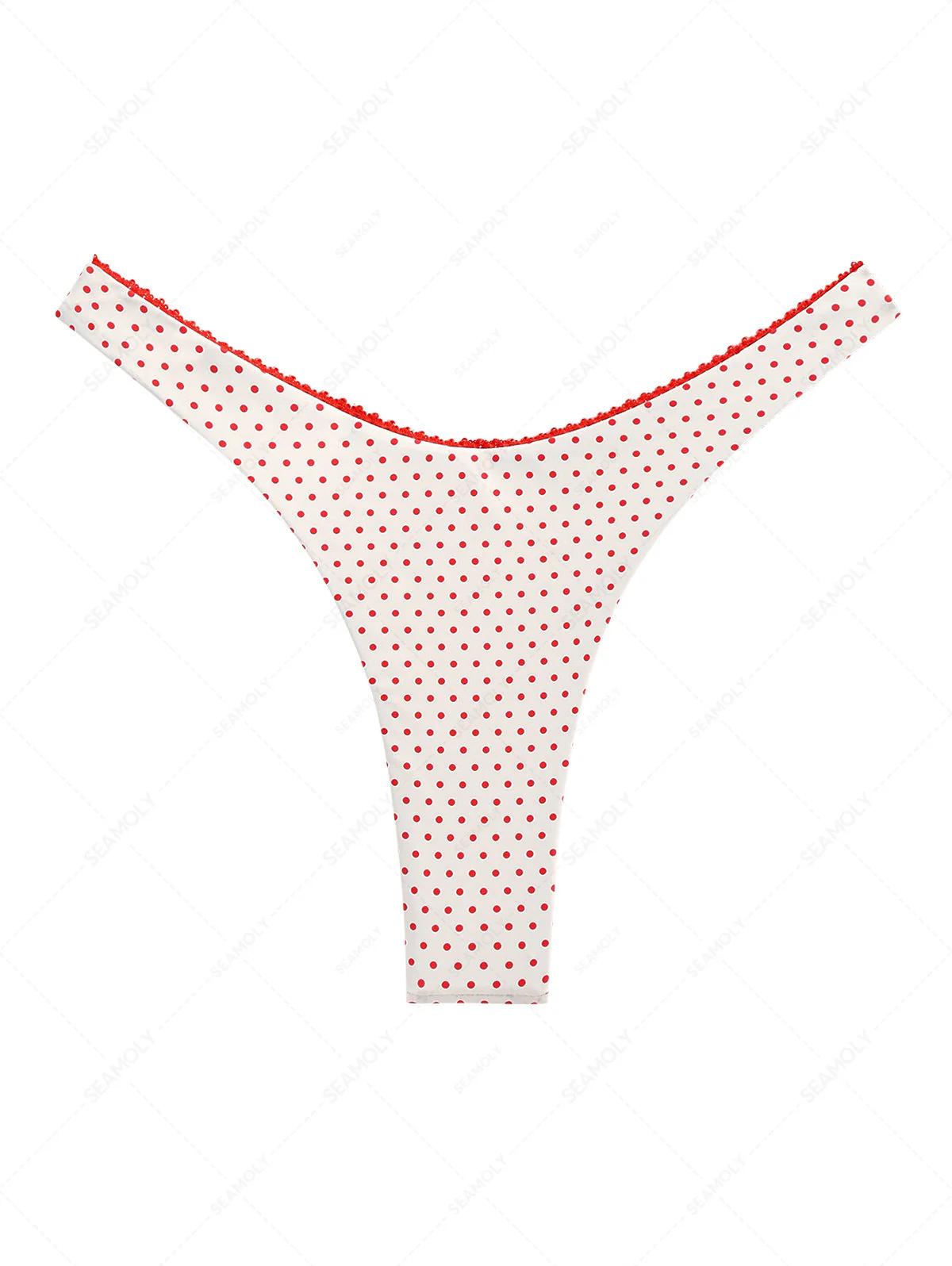 Cheeky-Bikinihose mit Spitzenschleife und Punkten in Kristallcreme - Image 2