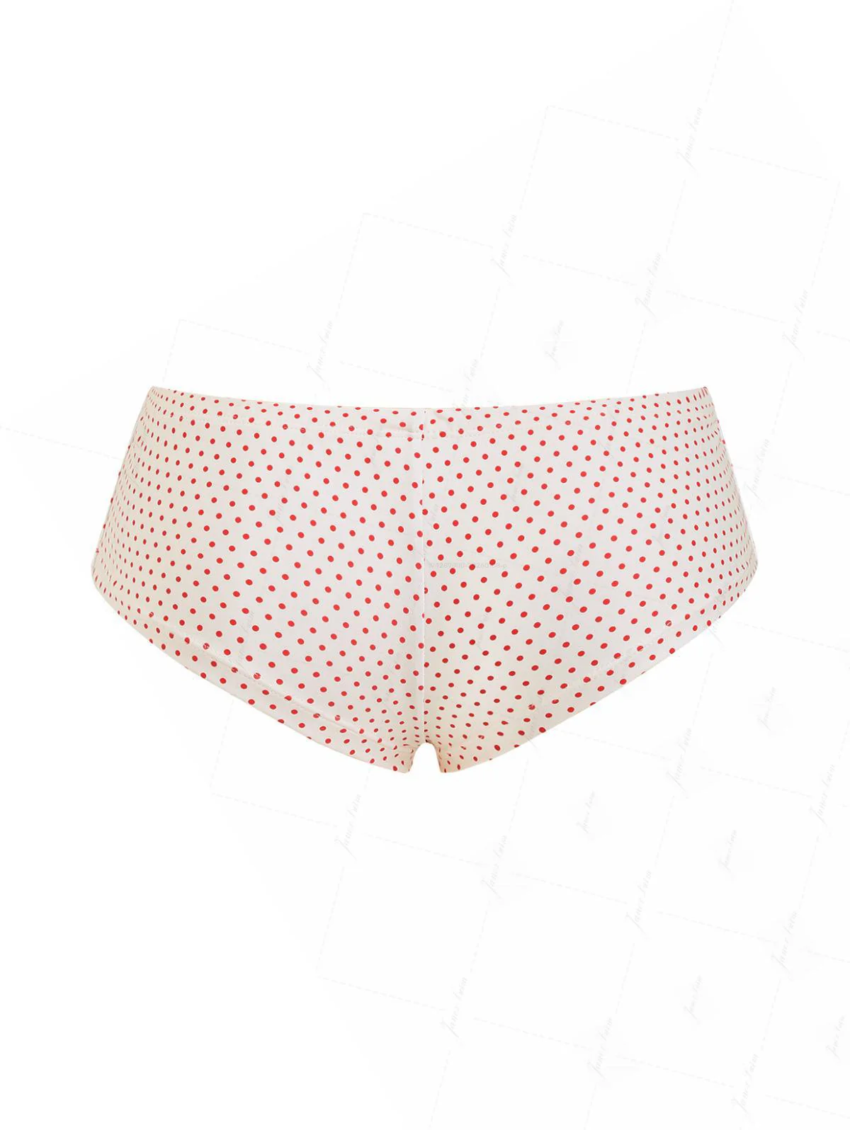 Bikinihose mit Kristallcreme-Polka-Dots und Schleife, freche Badeshorts - Image 2