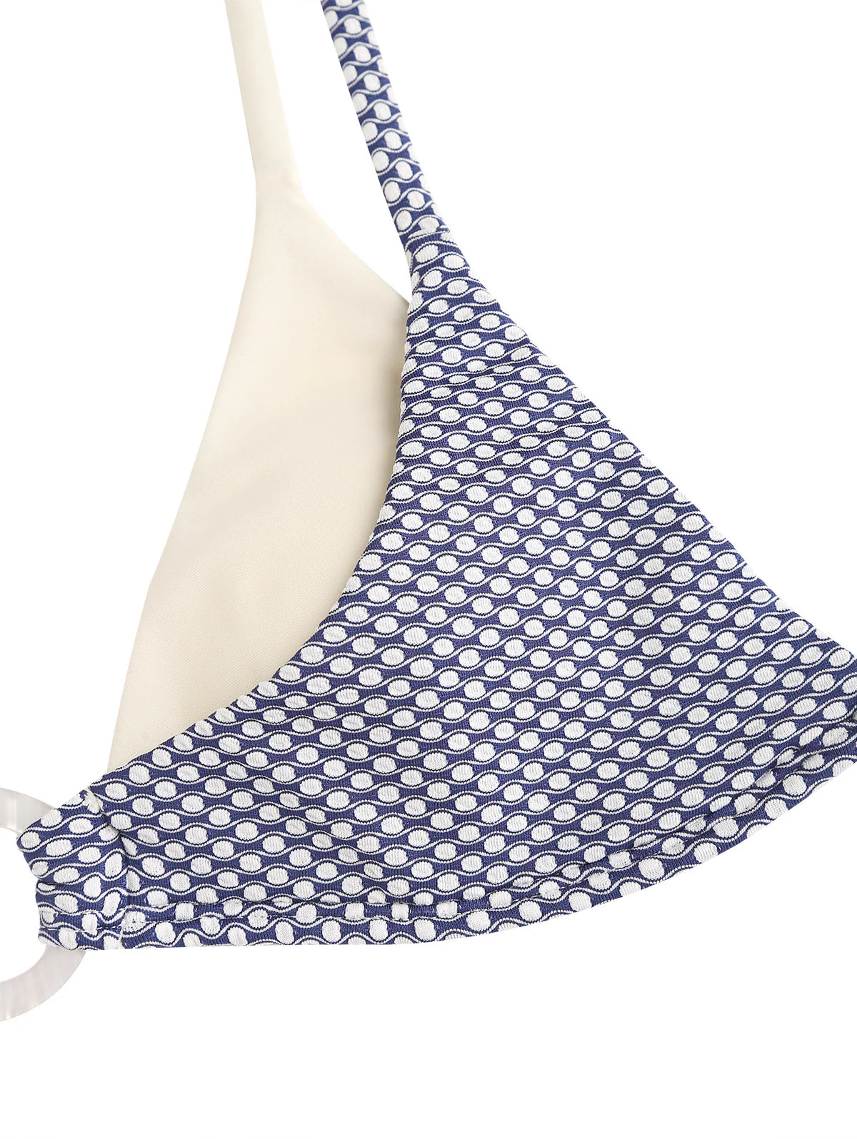 Deep Blue Contrast Color Polka Dot O Ring Double Layer Bikini Set - Image 4