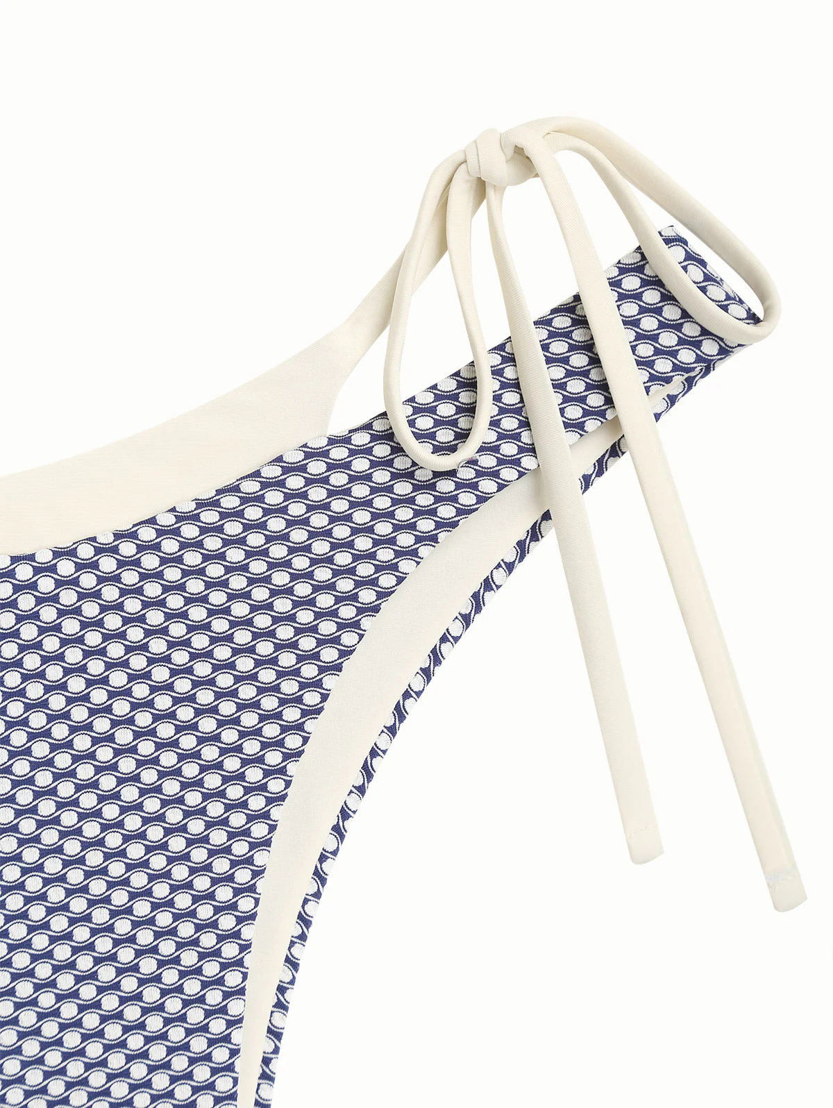 Deep Blue Contrast Color Polka Dot O Ring Double Layer Bikini Set - Image 6