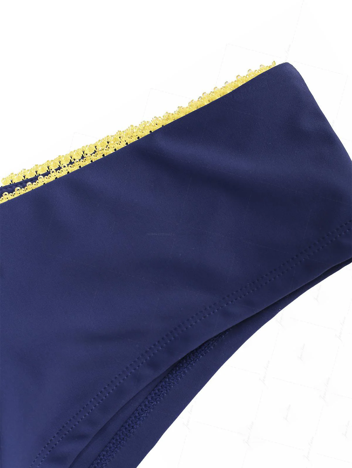 Deep Blue Contrast Lace Bowknot Triangle Cheeky Boyshorts Bikini Set - Image 6