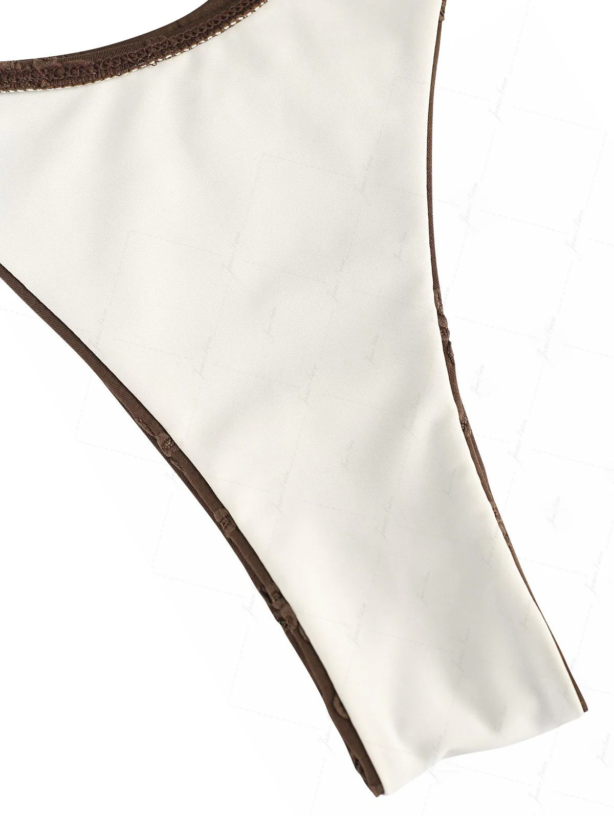Bikinihose aus recyceltem, hochgeschnittenem Jacquard-Stoff mit Ösenmuster in Dunkelbraun. - Image 7