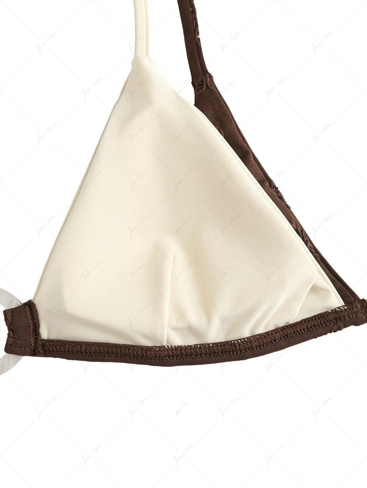 Deep Coffee Recycled Fabric Eyelet Jacquard O Ring Double Layer Bikini Set - Image 8