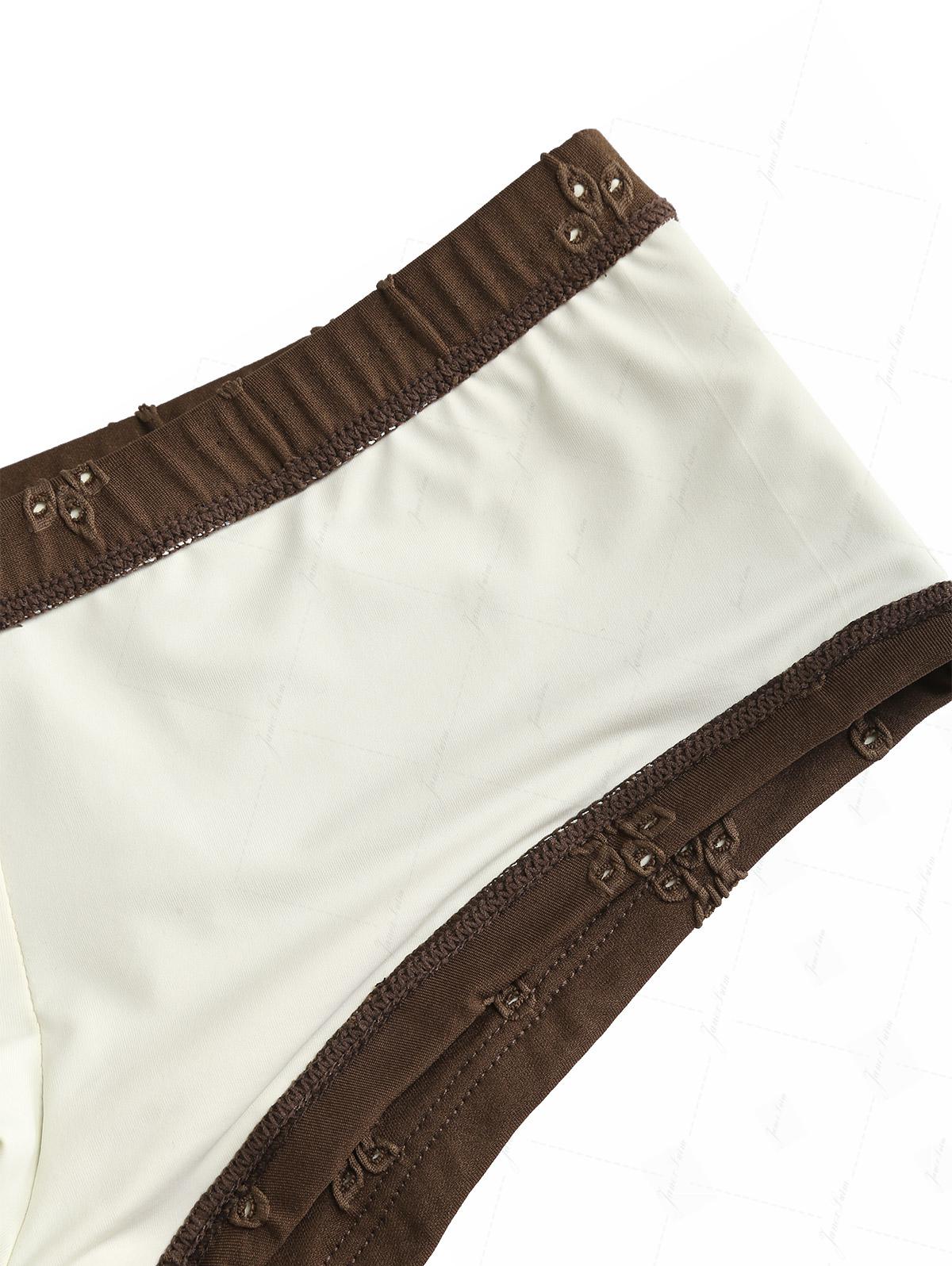 Bikini-Set aus tiefbraunem, recyceltem Stoff mit Ösen-Jacquard-Muster und O-Ring-Verzierung, doppellagigem Oberteil und frechen Boyshorts - Image 10