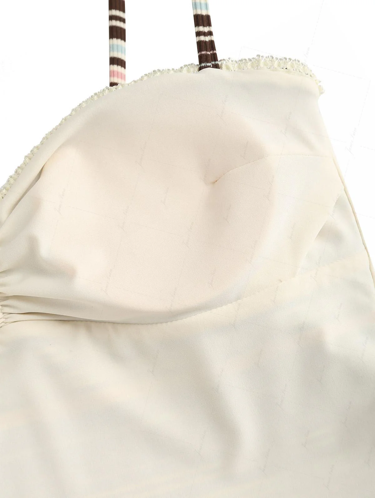Tankini-Set aus tiefbraunem, geripptem, gestreiftem Tankini mit Cut-outs, seitlichen Bindebändern und frechem Schnitt. - Image 5