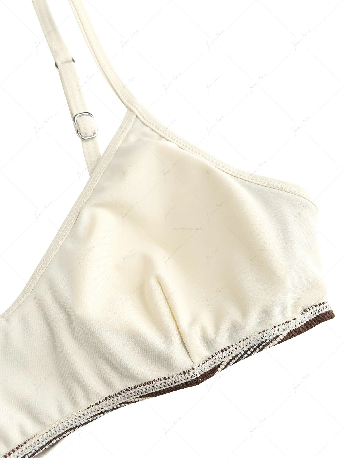 Deep Coffee Striped Bowknot Tank Style Cheeky Boyshorts Bikini Set - Image 5