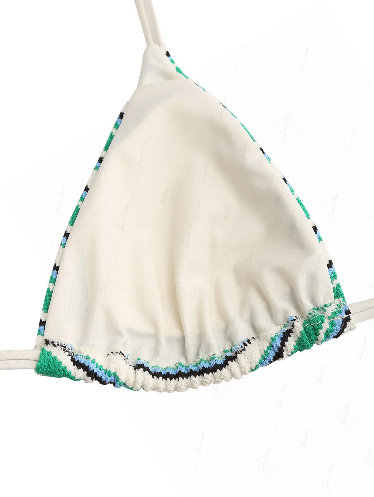 Green Knit Striped Textured Halter Triangle Bikini Top - Image 4