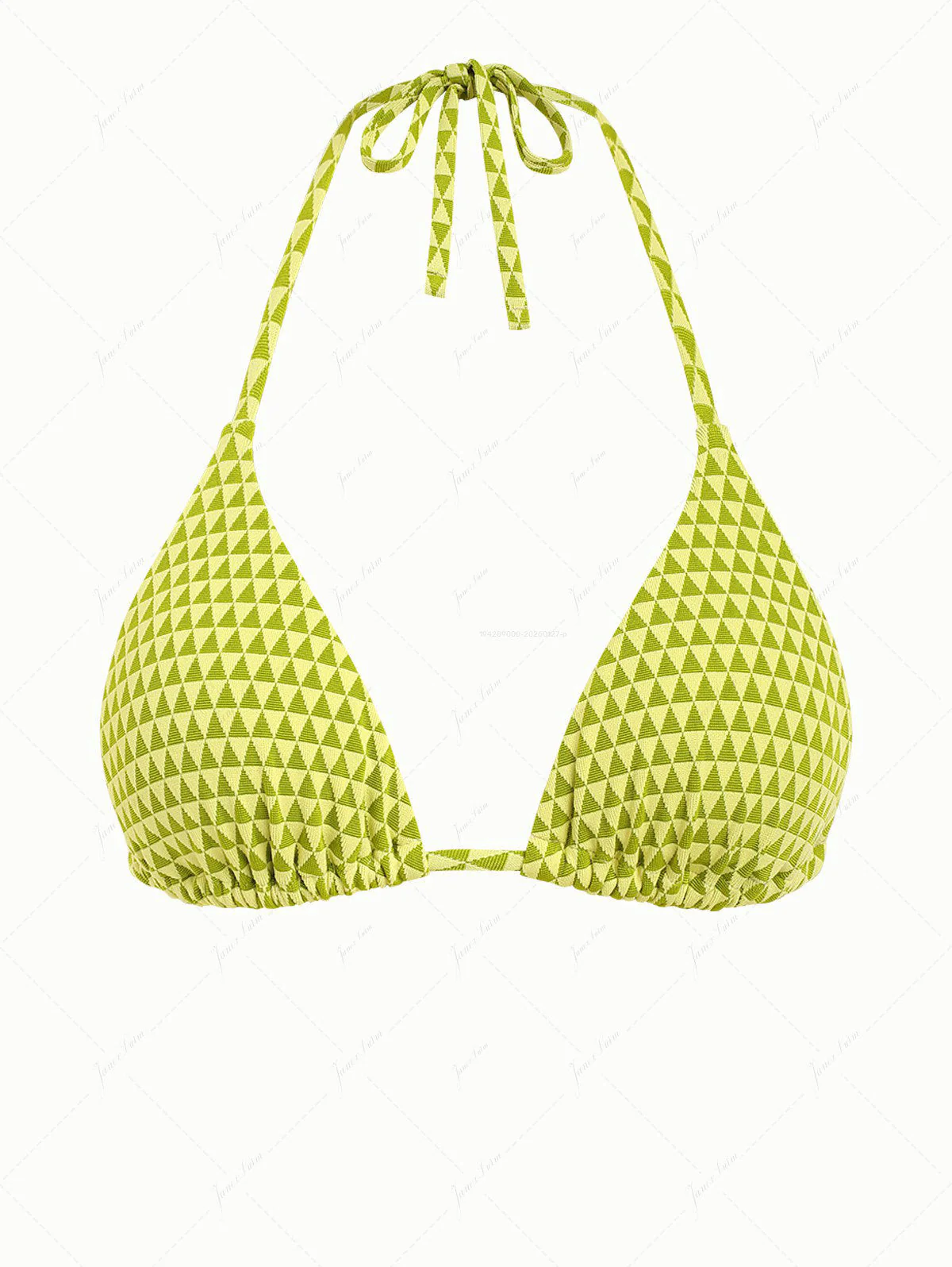 Grünes Bikini-Oberteil mit Dreiecksmuster und Neckholder - Image 2