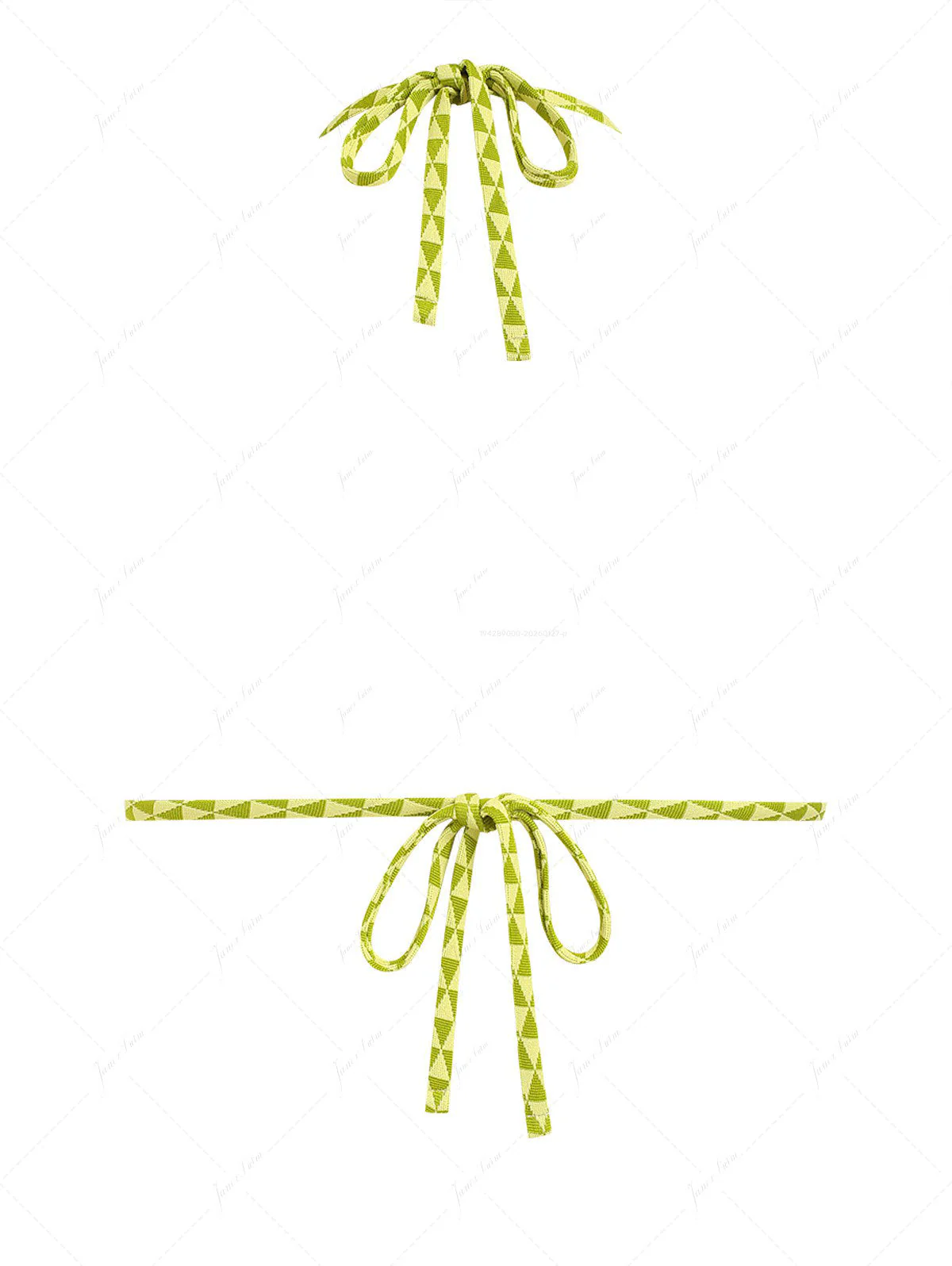 Grünes Bikini-Oberteil mit Dreiecksmuster und Neckholder - Image 3