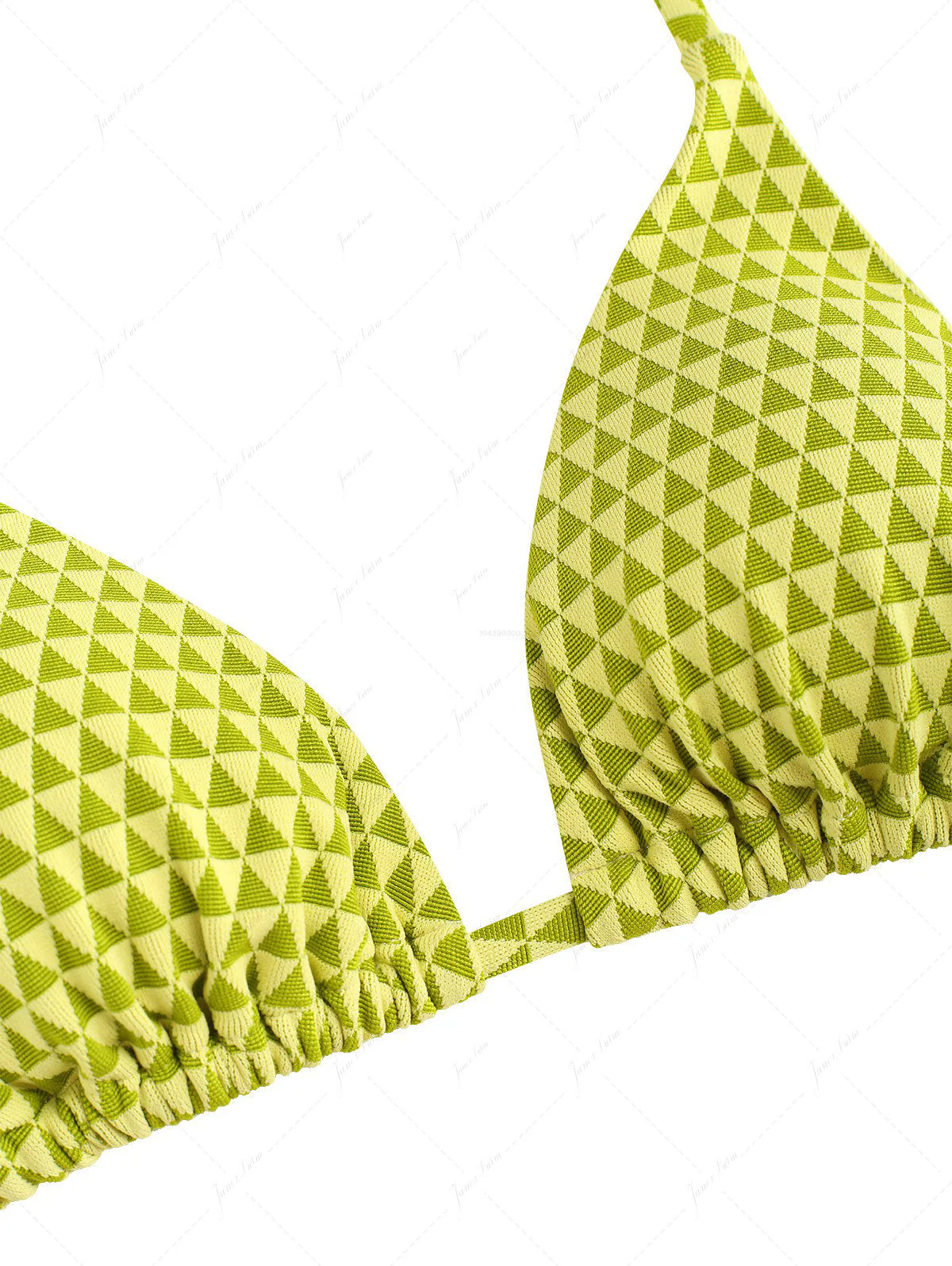 Grünes Bikini-Oberteil mit Dreiecksmuster und Neckholder - Image 4