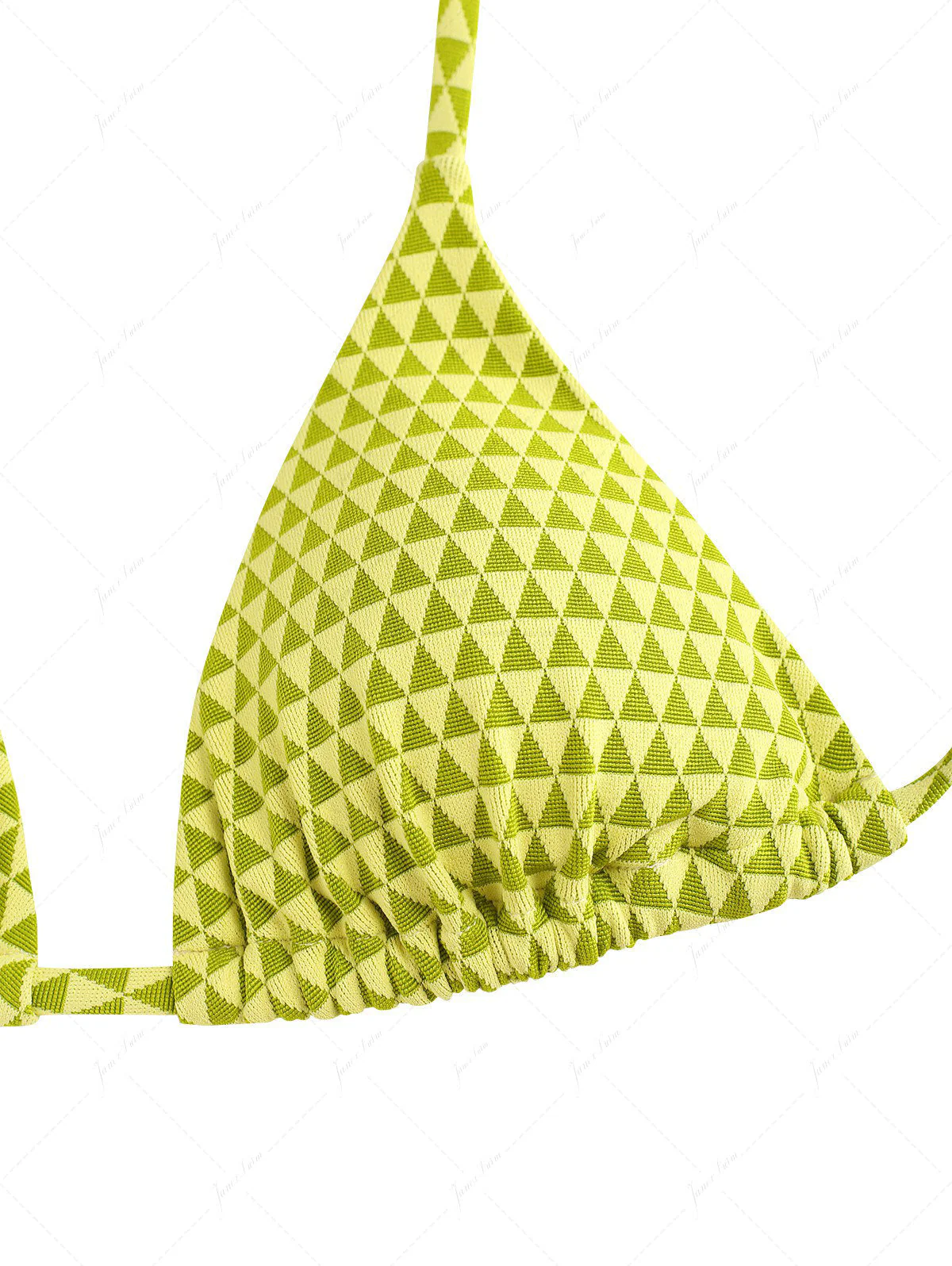Grünes Bikini-Oberteil mit Dreiecksmuster und Neckholder - Image 5