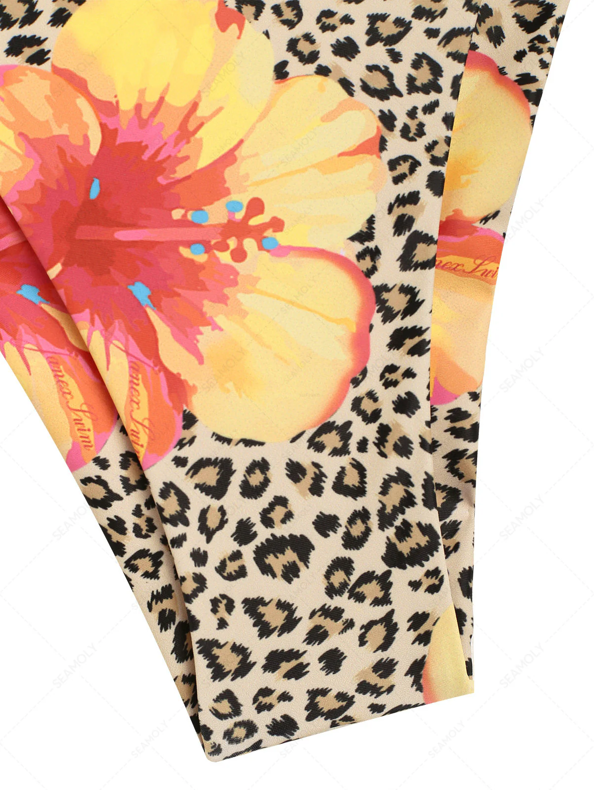 Bikinihose im Hawaii-Stil mit Leopardenmuster, floraler Spitze, Schleife und seitlichem Bindeband – frecher Schnitt - Image 9