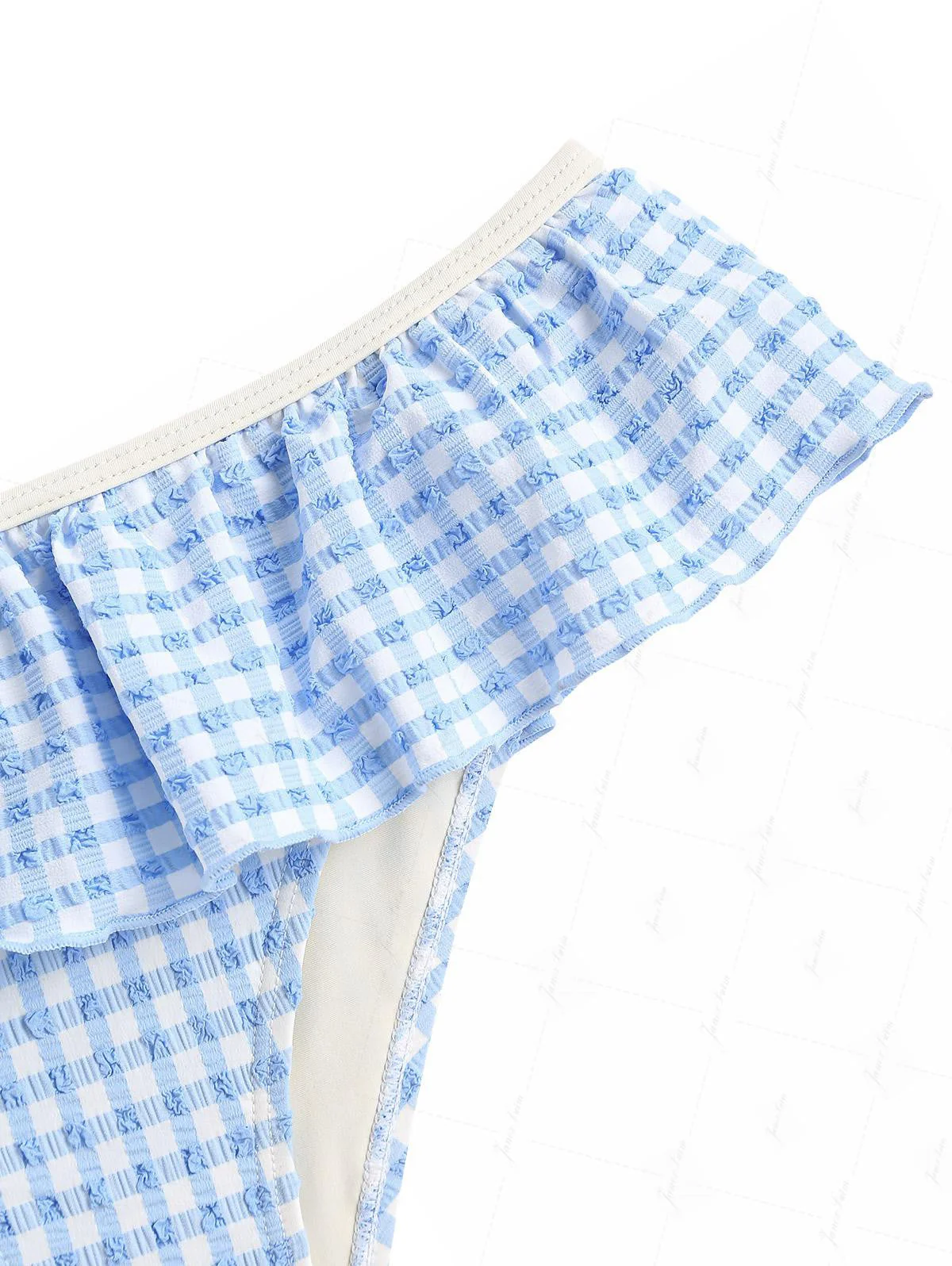 Hellblaues Bikinihöschen mit Blasenmuster und Schößchen. - Image 5